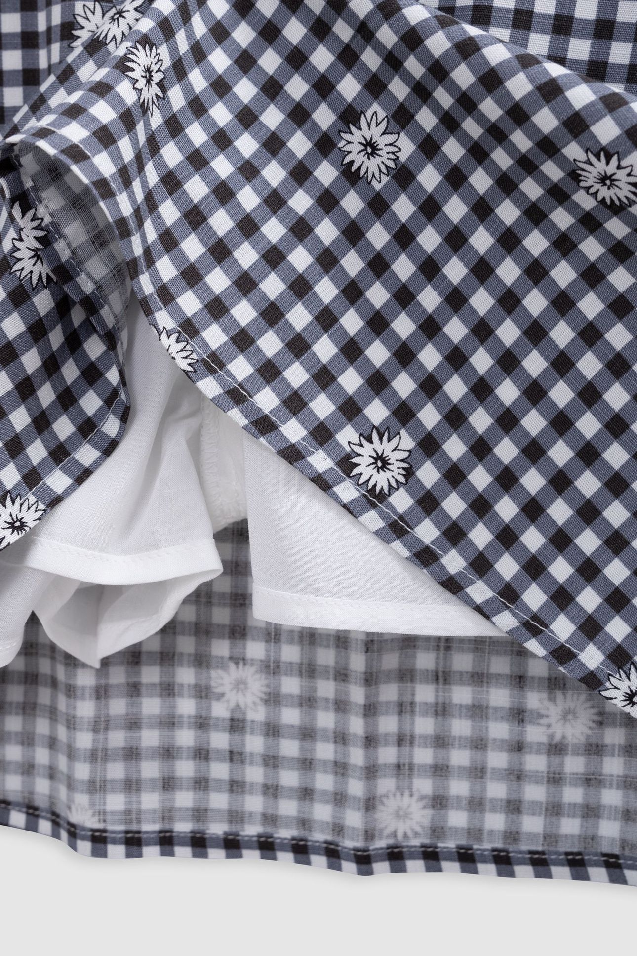 BLACK GINGHAM AND FLORAL PRINT SKORT 5