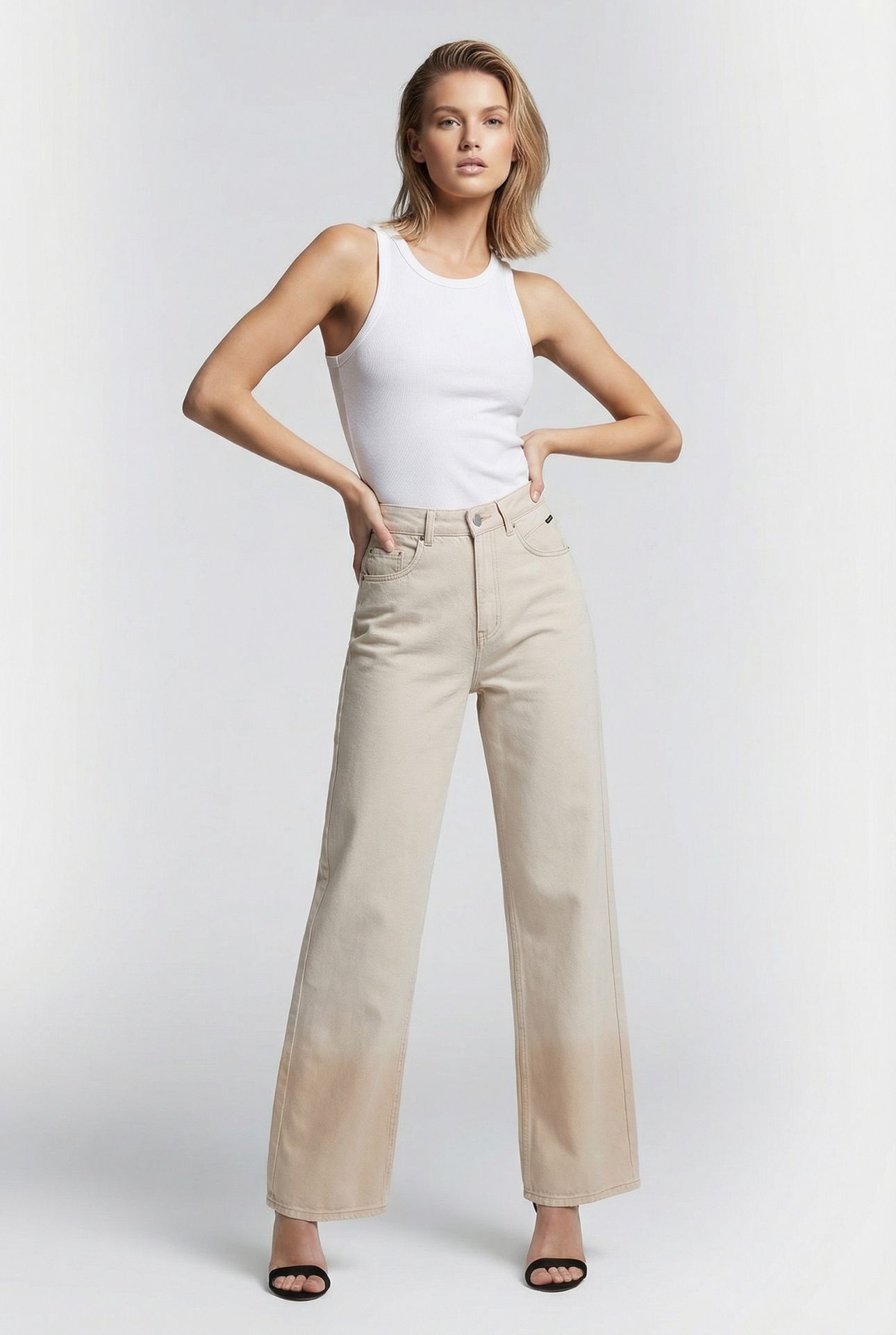ALYA WIDELEG JEANS COLOURED DENIM ROSE SMOKE 1