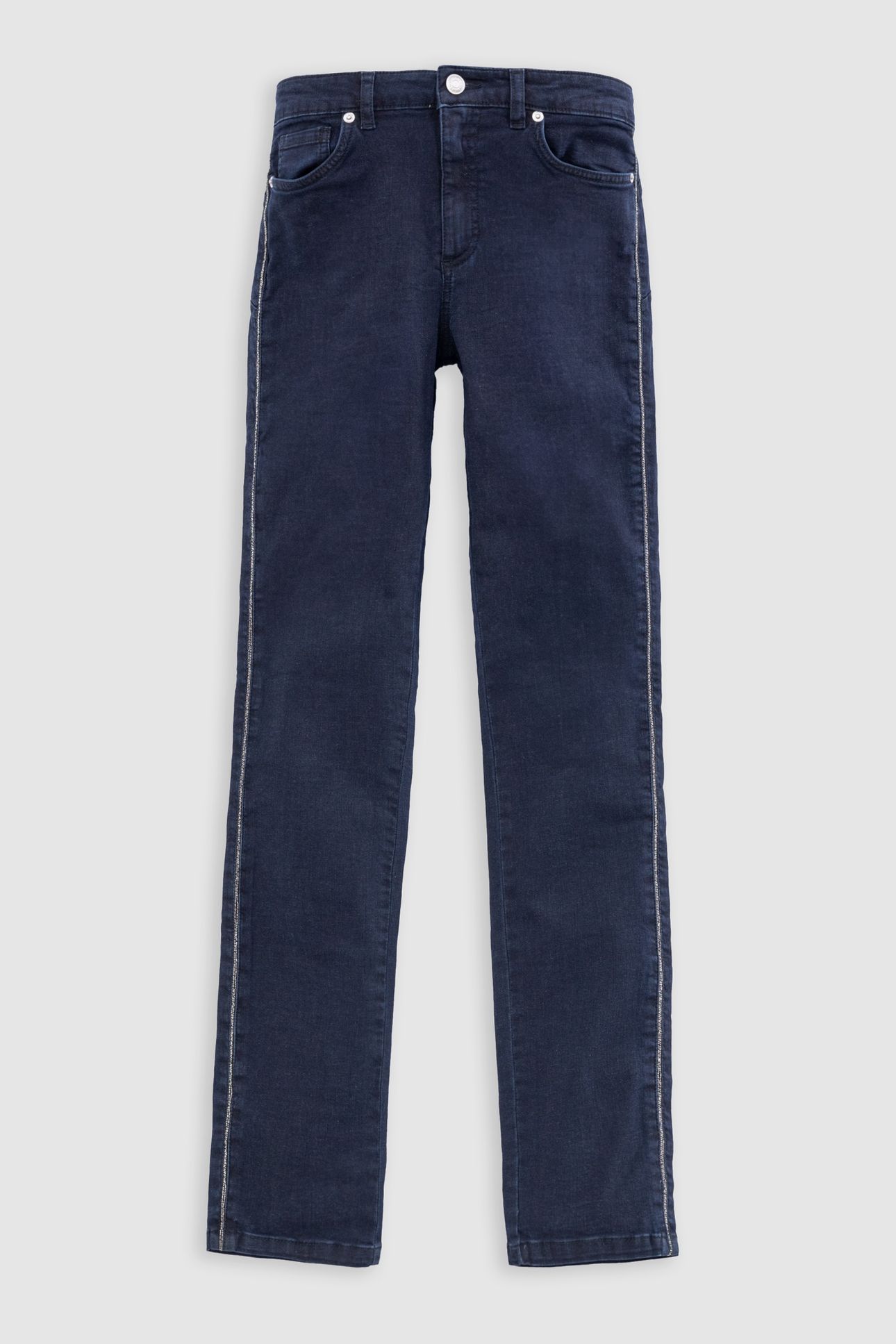 DARK BLUE SLIM JEANS WITH ROXANNE CHAIN MOTIF ON SIDES 4