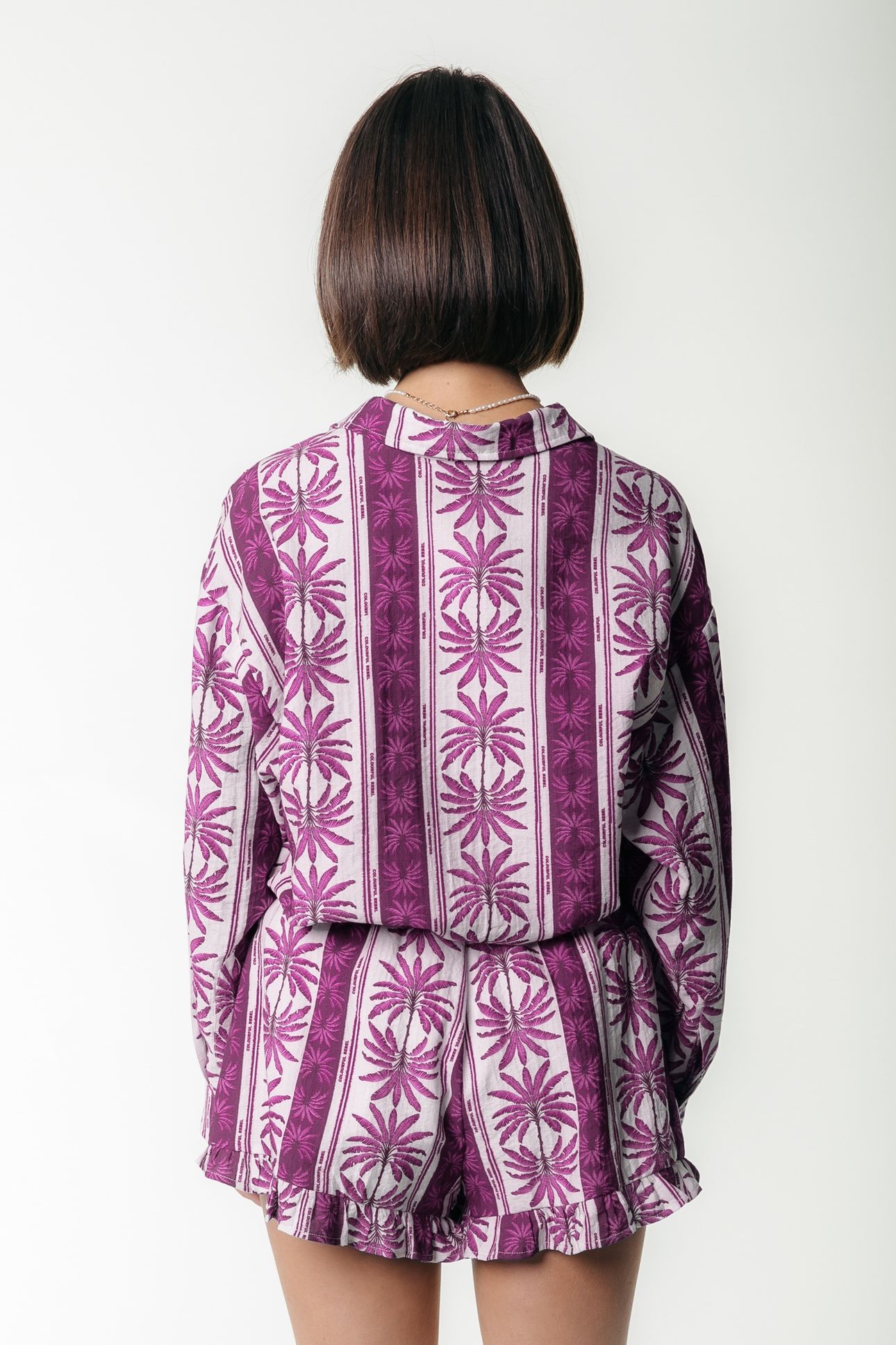 TALIA PALM DROPPED SHOULDER BLOUSE RASPBERRY WINE 2