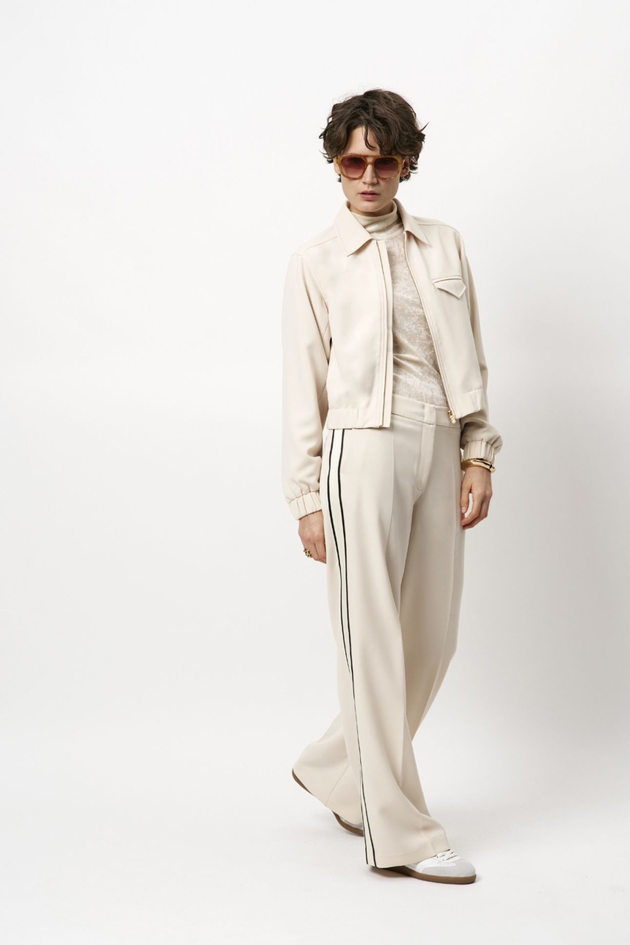 HUSH TAPED TAILORED PANTS OATMEAL CREAM 1