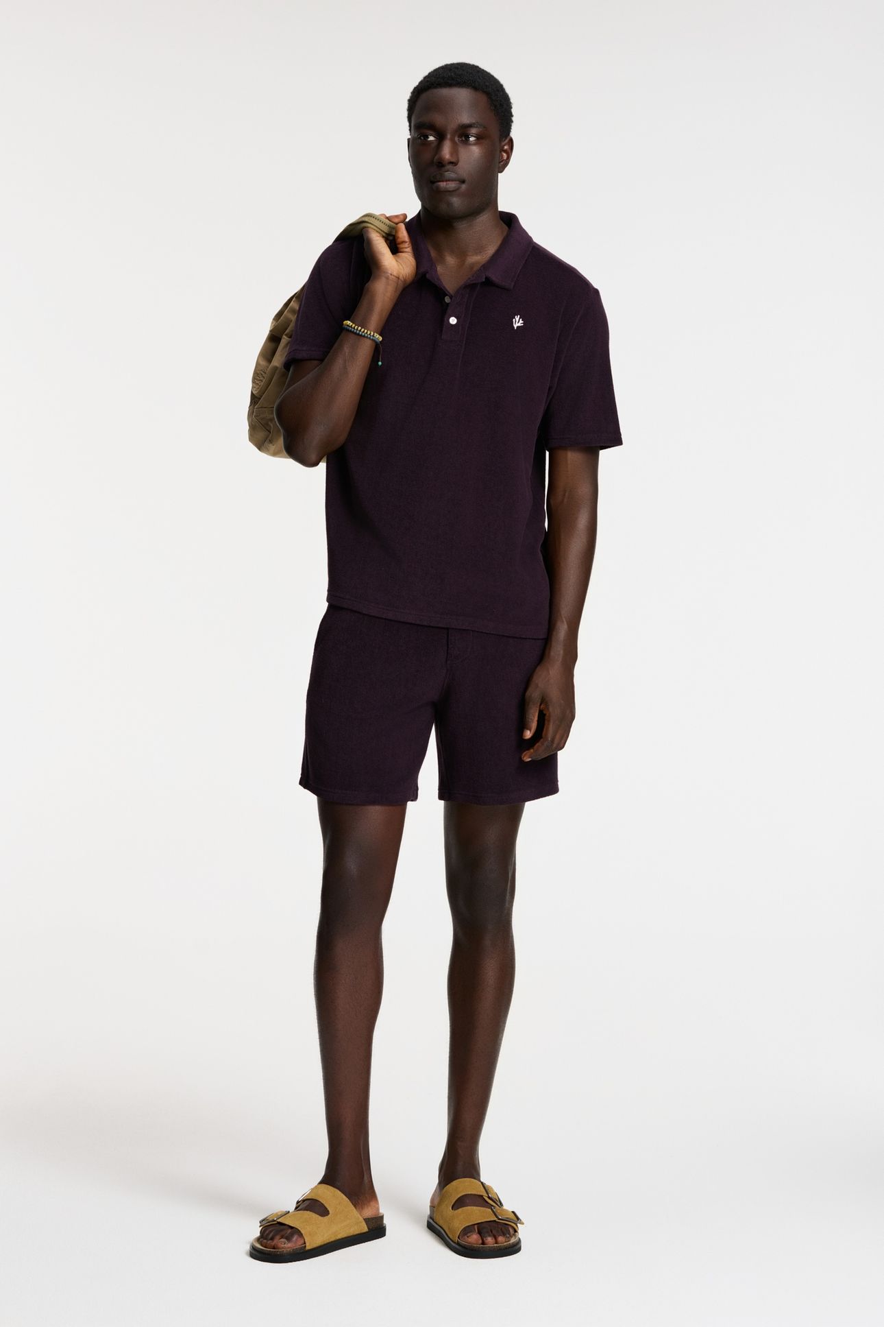 EVAN TOWELING SHORTS SOLID PURPLE ROCK 3
