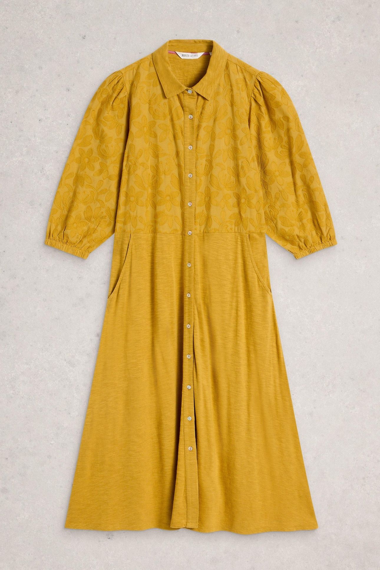 RUA EMBROIDERED JERSEY DRESS MID CHARTREUSE 3