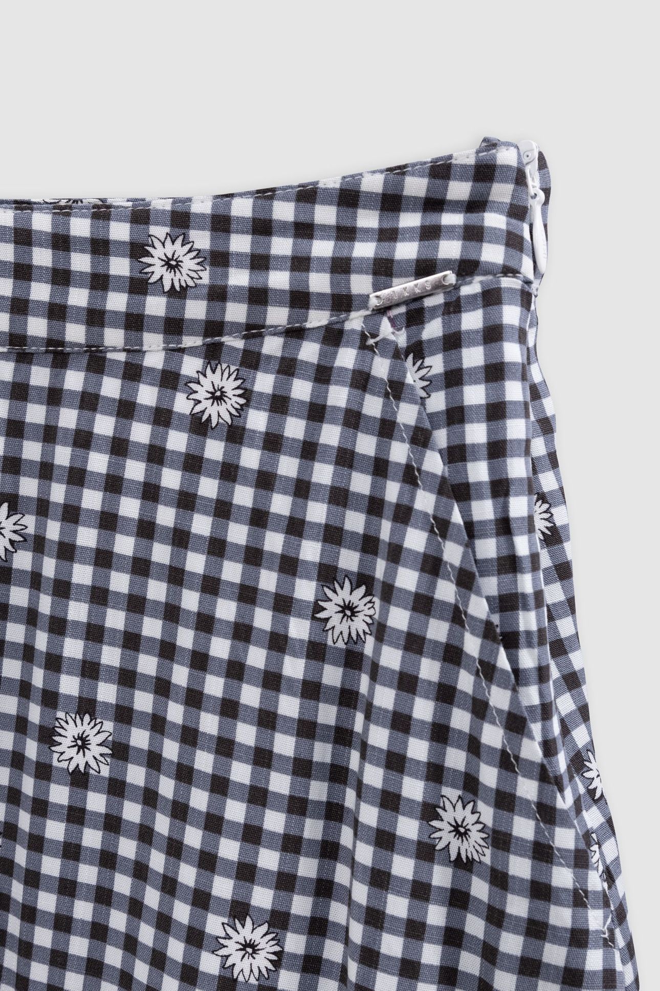 BLACK GINGHAM AND FLORAL PRINT SKORT 3