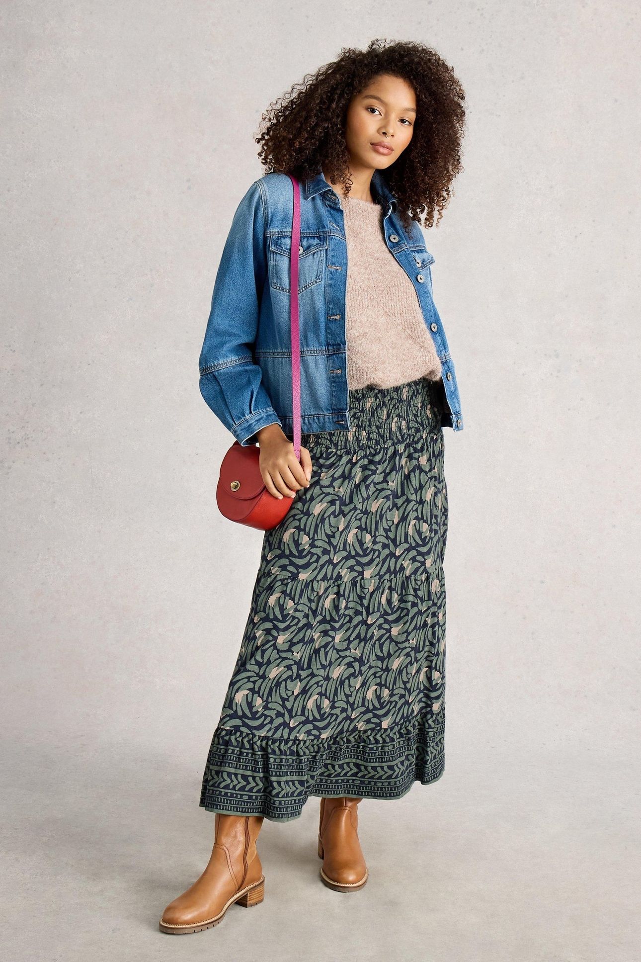 MARISSA JERSEY MAXI SKIRT NAVY MULTI 2