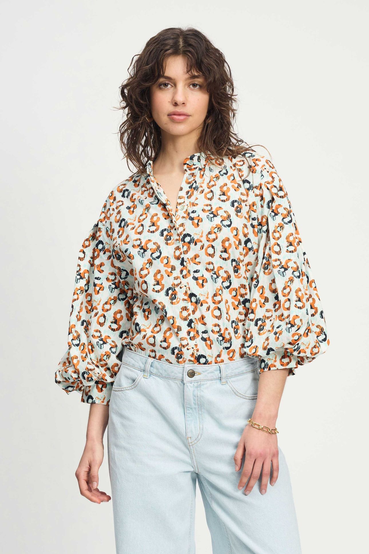 BLOUSE - POPLIN LEOPARD LUSH WHITE 1