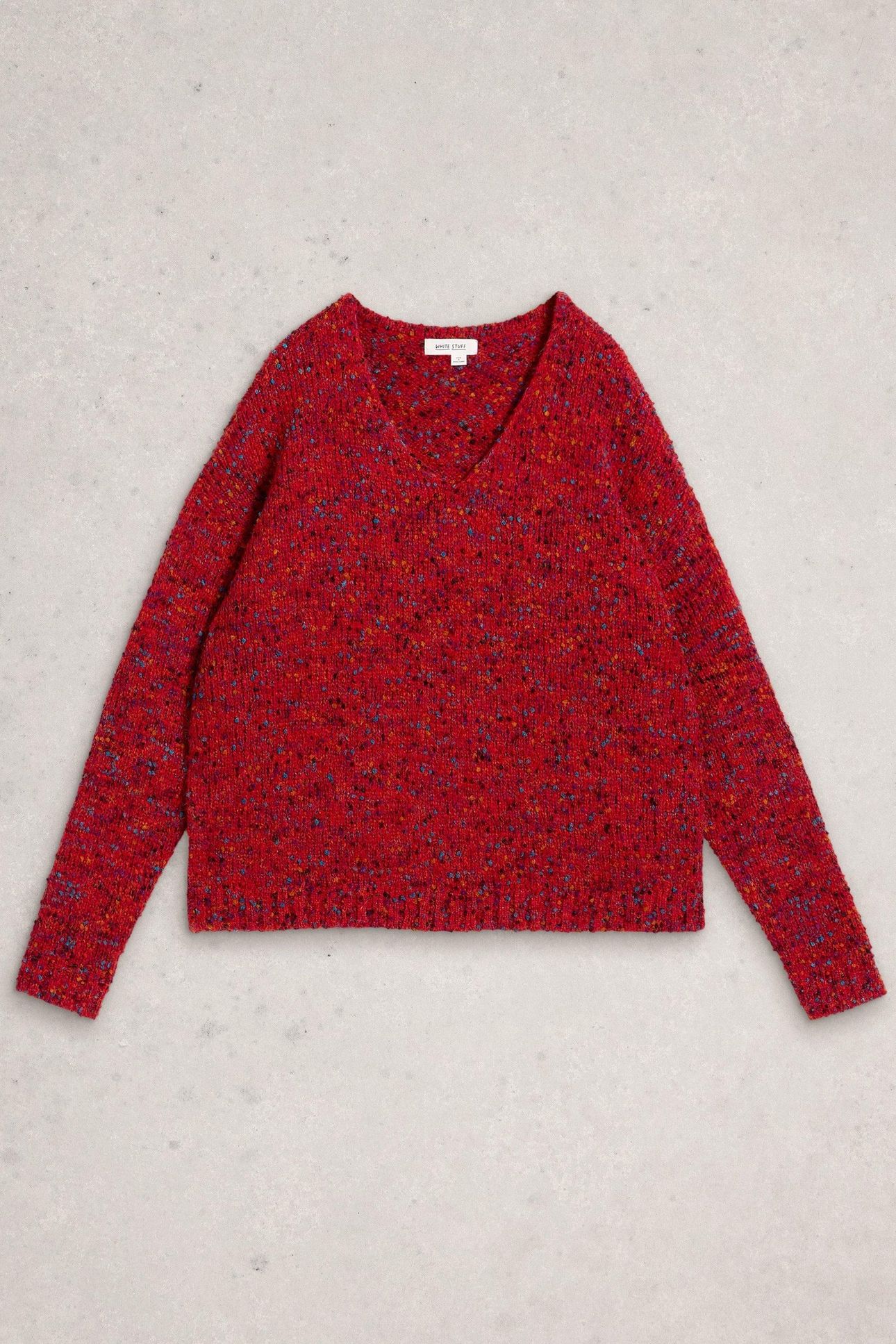 TEXTURE V NECK MID RED 4