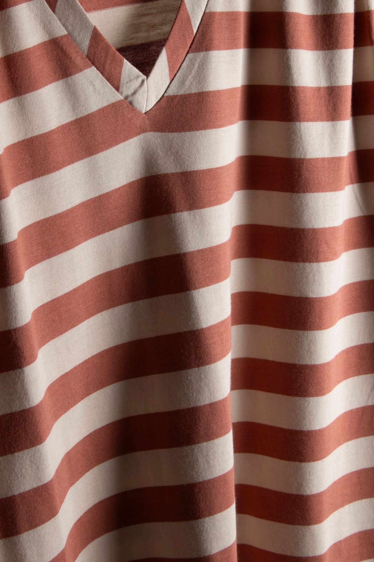 V- NECK TOP COTTON MODAL STRIPE JERSEY SEPHIA BLUSH 4