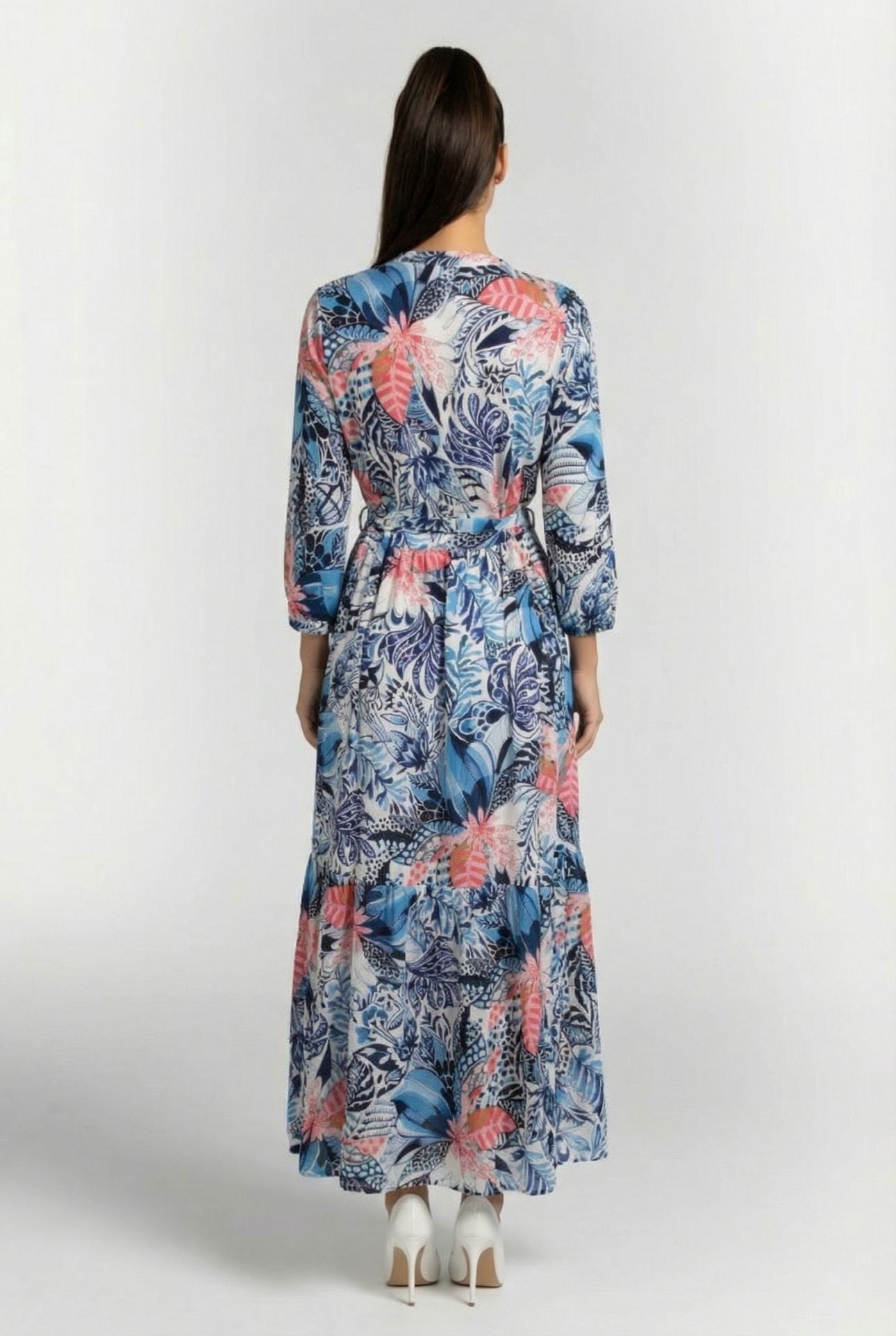 DRESS MELODY IN OFFWHITE WITH AZUR FUSION PRINT 2