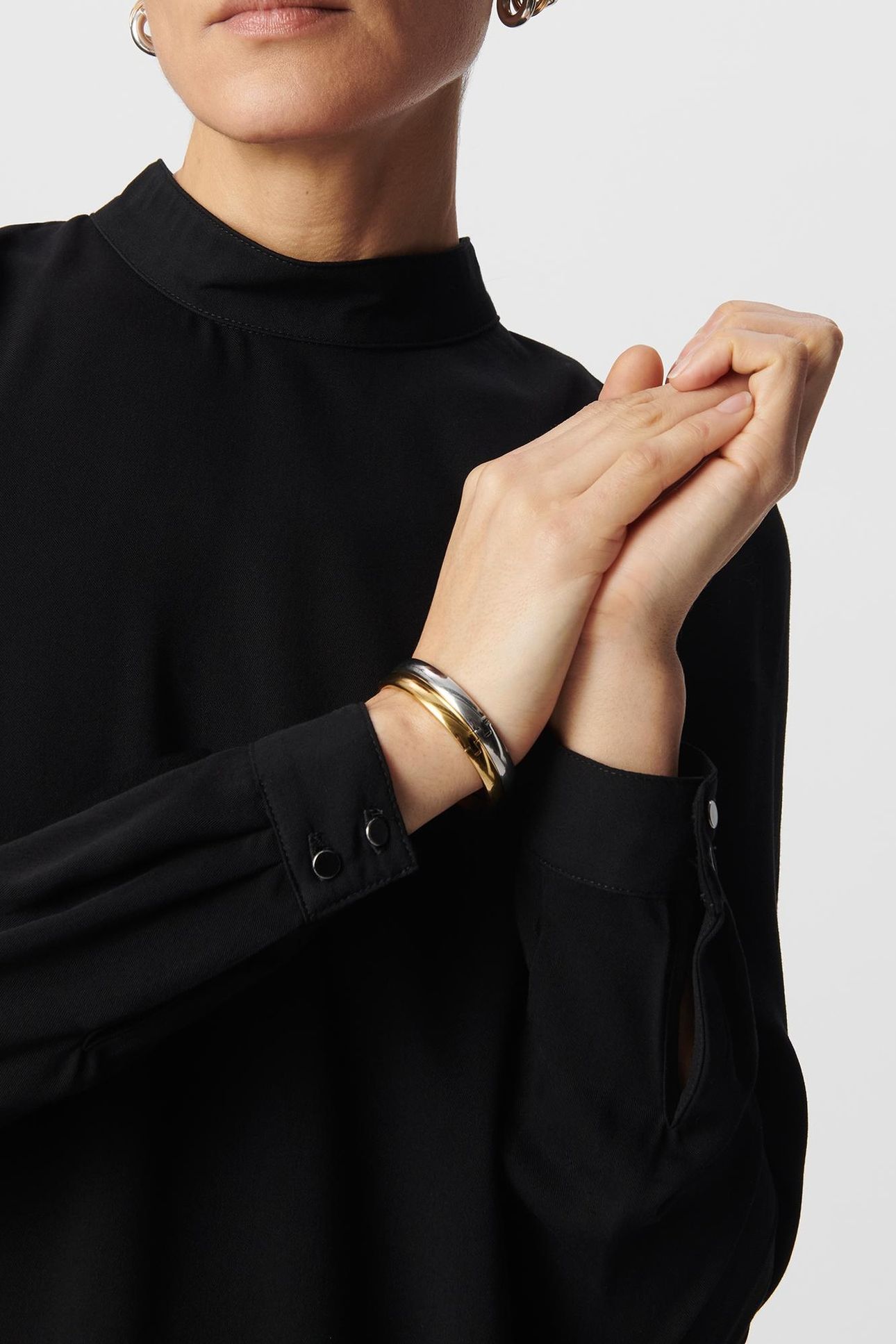 BLACK STAND-UP COLLAR DRESS WOMEN 4