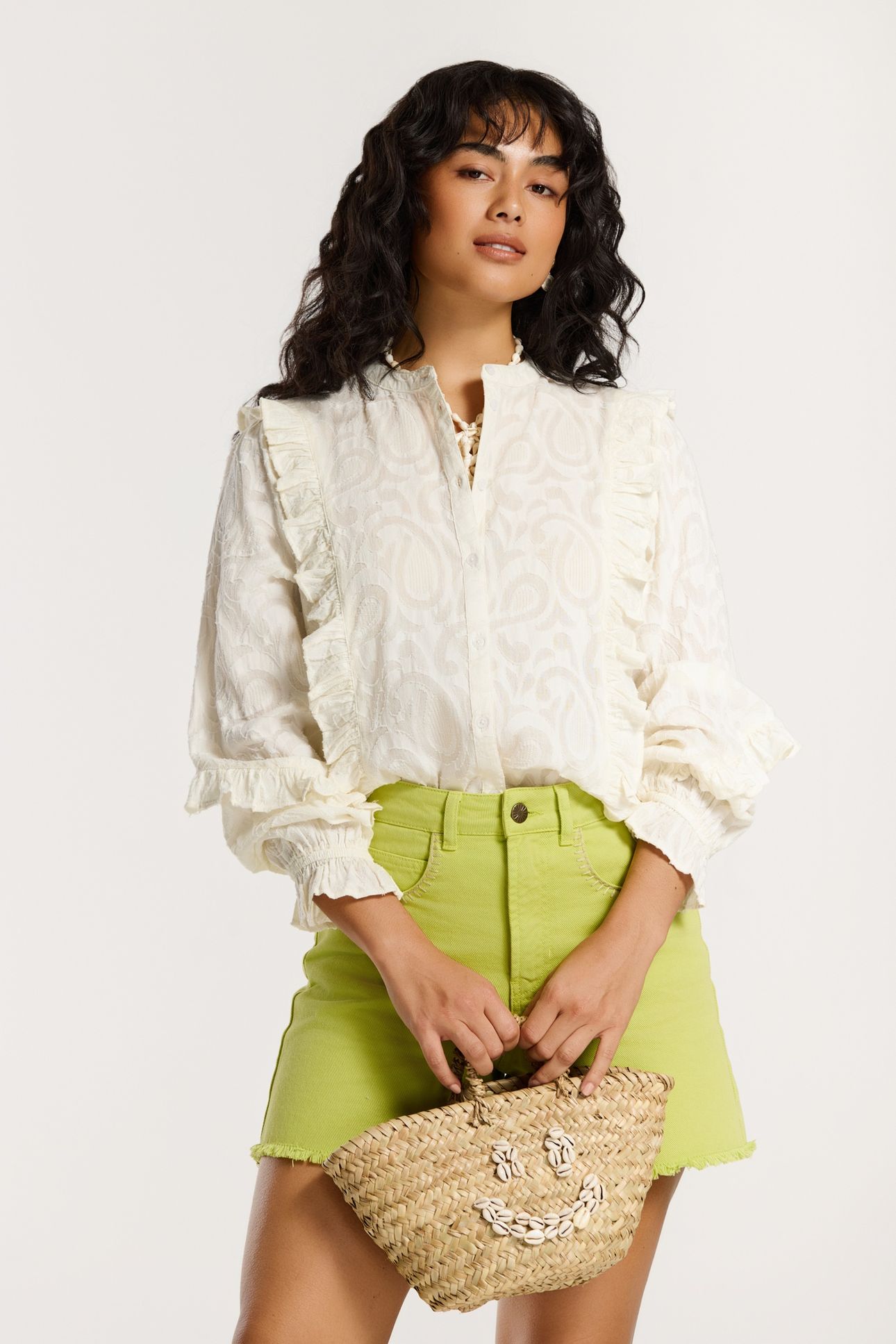 ELIZA BLOUSE ORNAMENTAL JACQUARD WHITE ORNAMENTAL JACQUARD 3