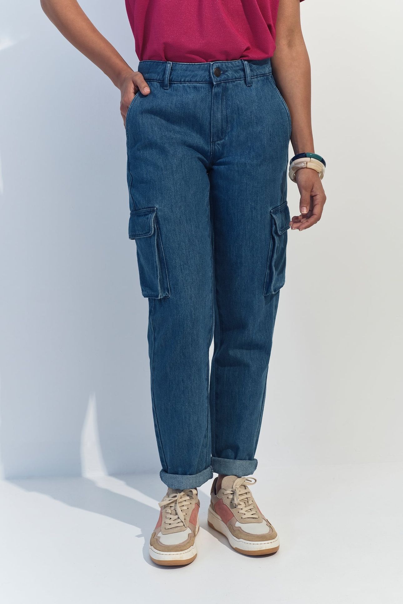 LE ZENDAYA - 7/8 CARROT BLUE BATTLE JEANS 1