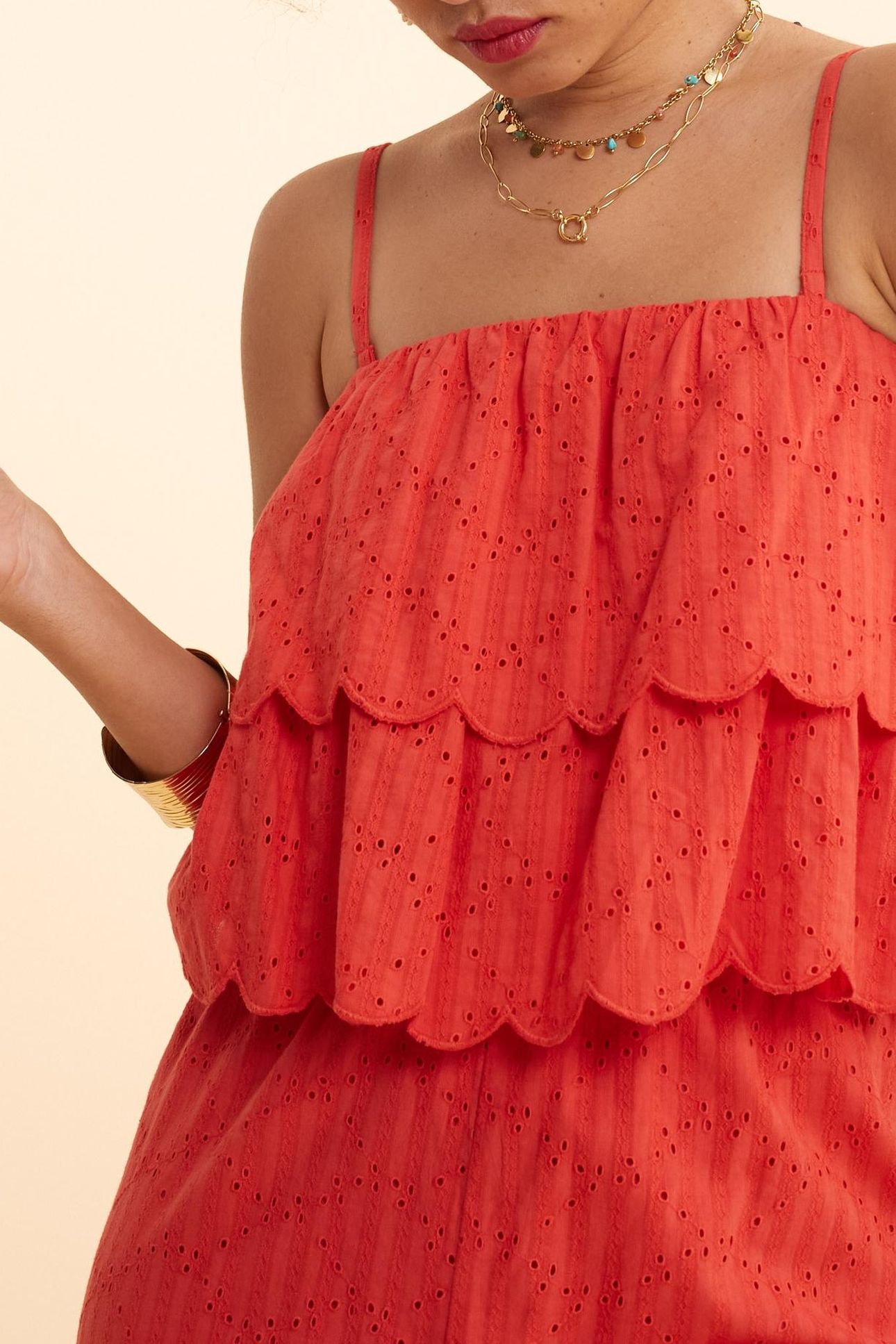 RED EYELET EMBROIDERY JUMPSUIT CURRANT 3