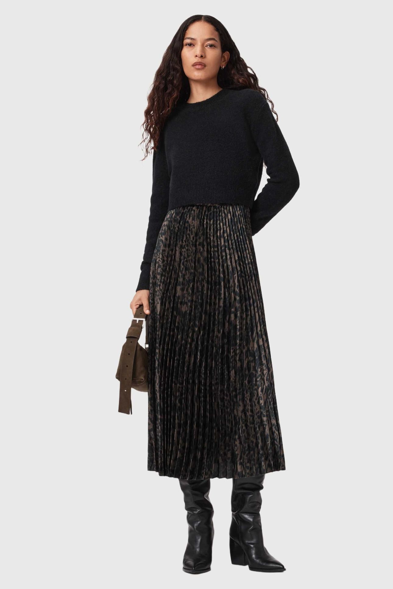 EVIA DRESS BLACK/FANGO GREEN 1