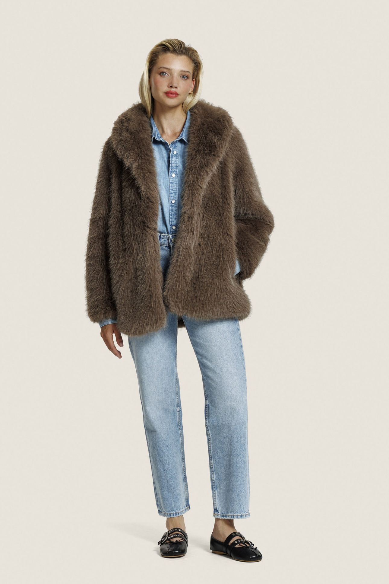 HARPER FUR JACKET DARK TAUPE 2