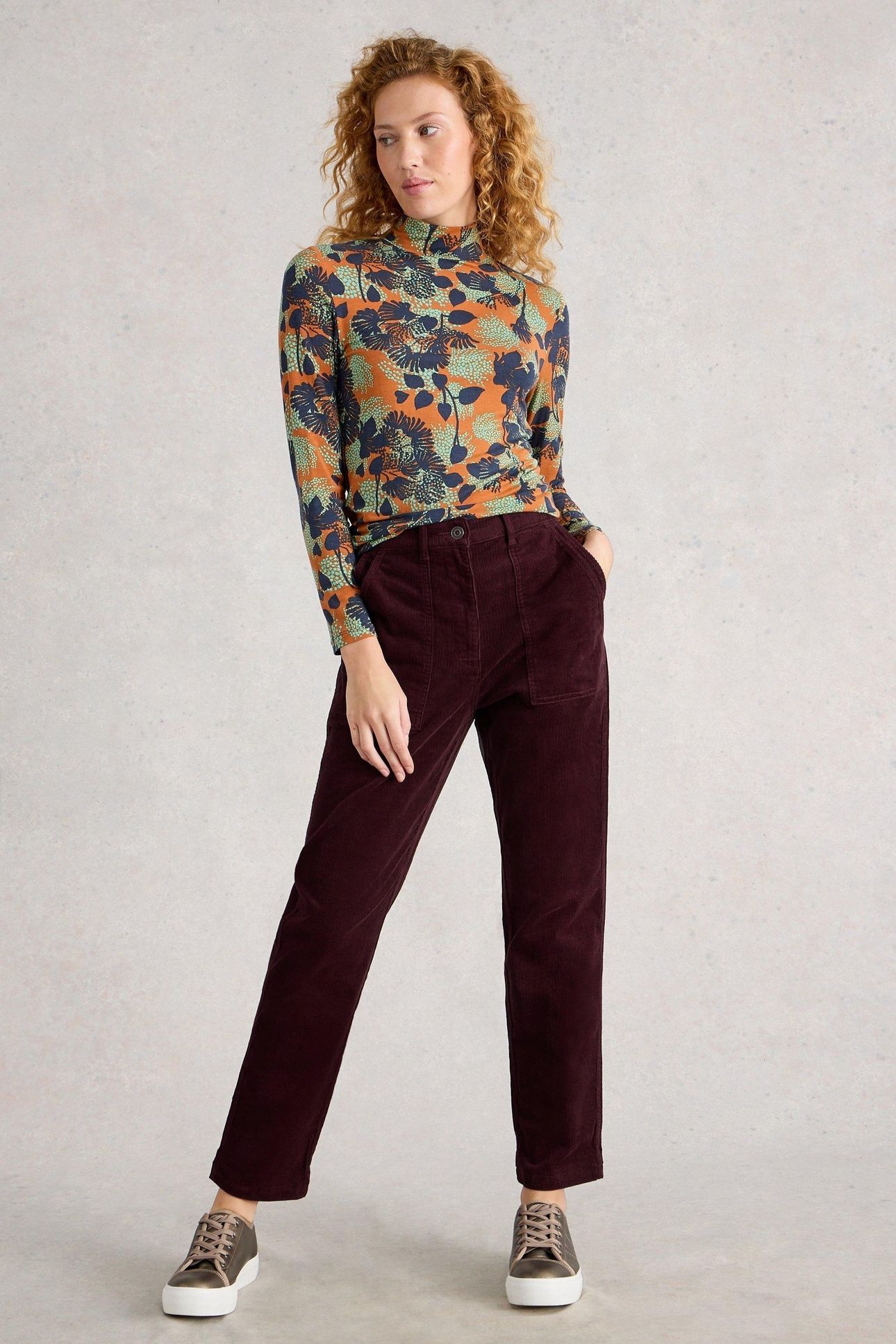TWISTER CORD TROUSER DARK PLUM 1