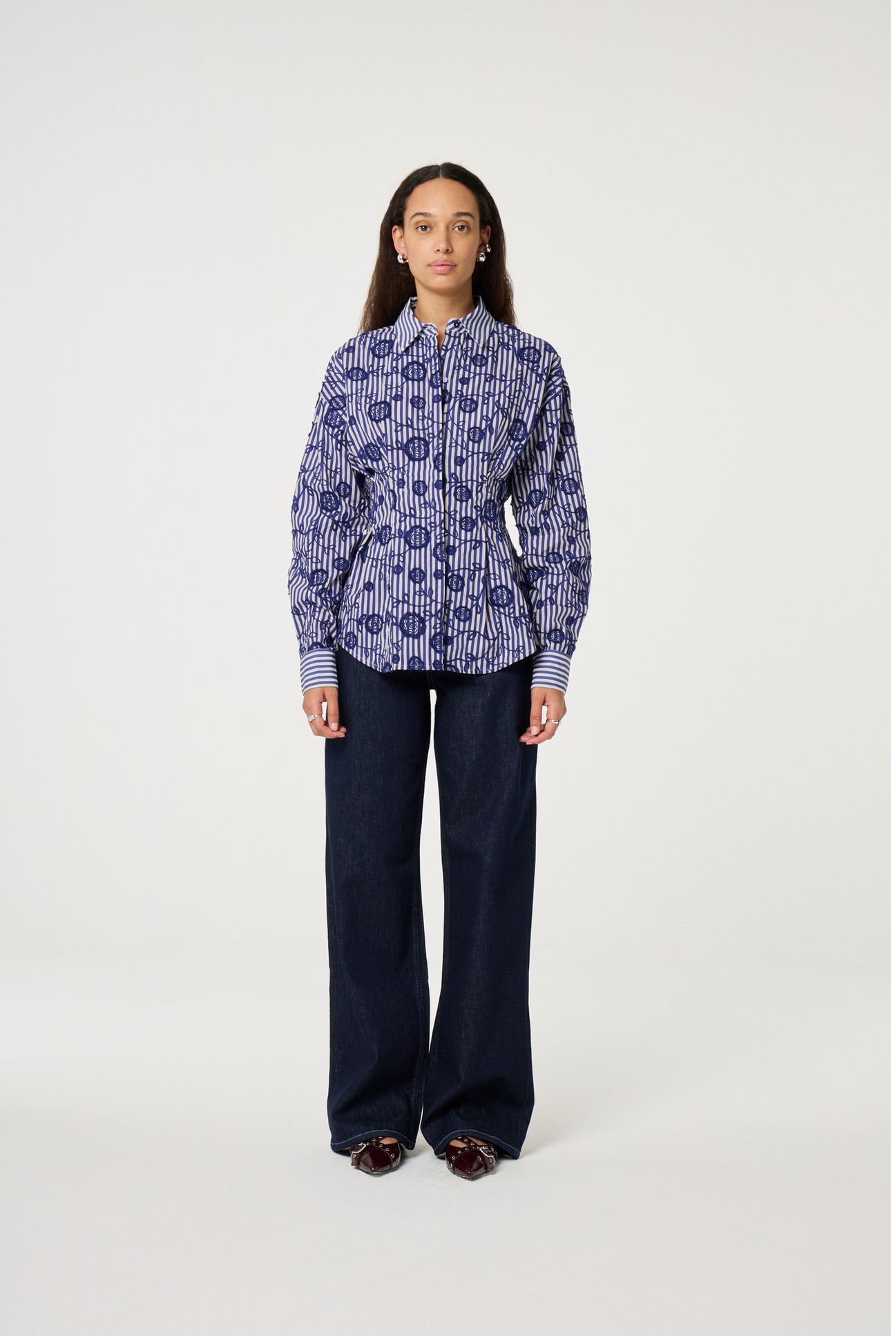 ROSINA BLOUSE COSY WHITE/ROYAL COBALT 1
