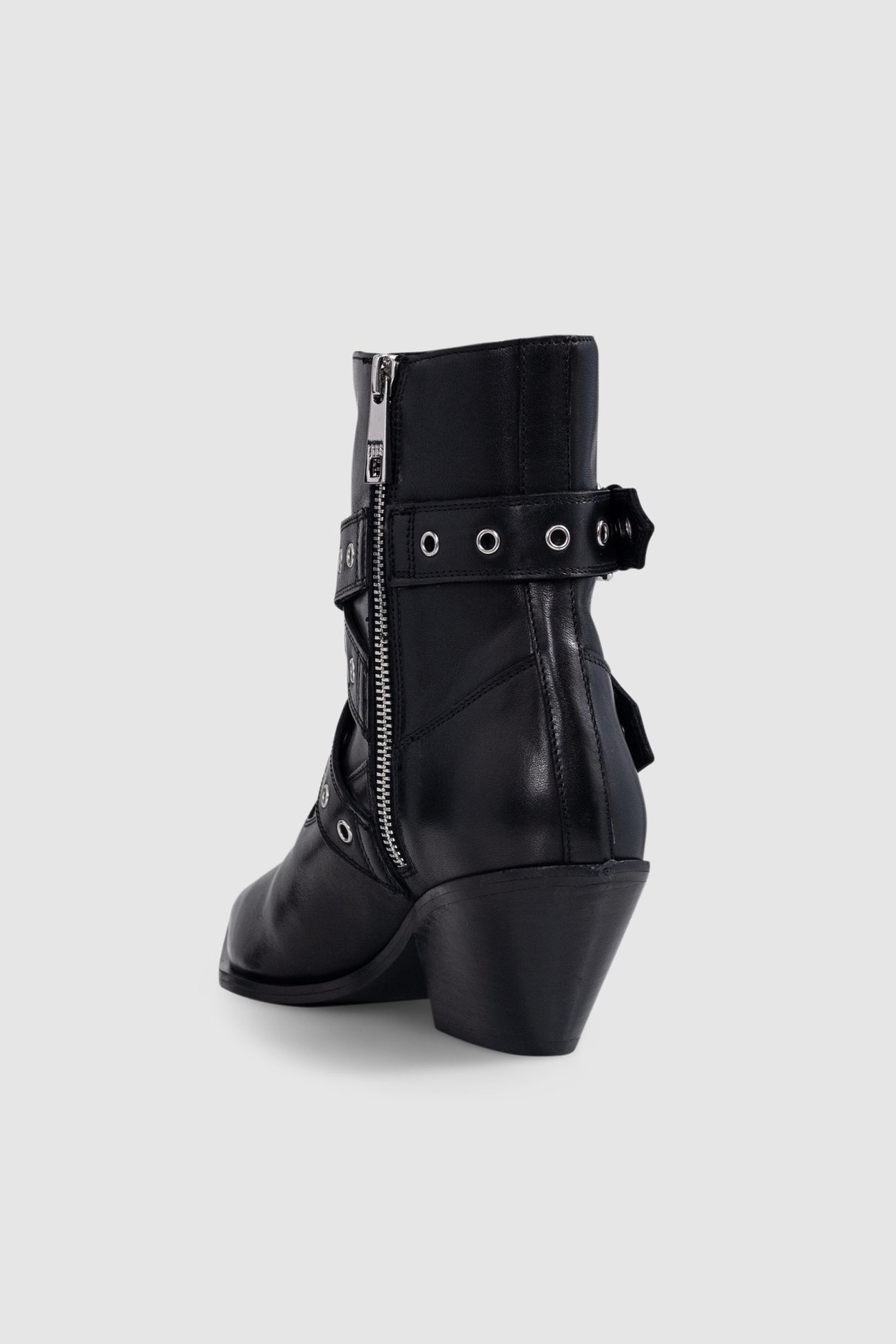SANTIAGS BOOTS BLACK LEATHER EYELET BUCKLES 3