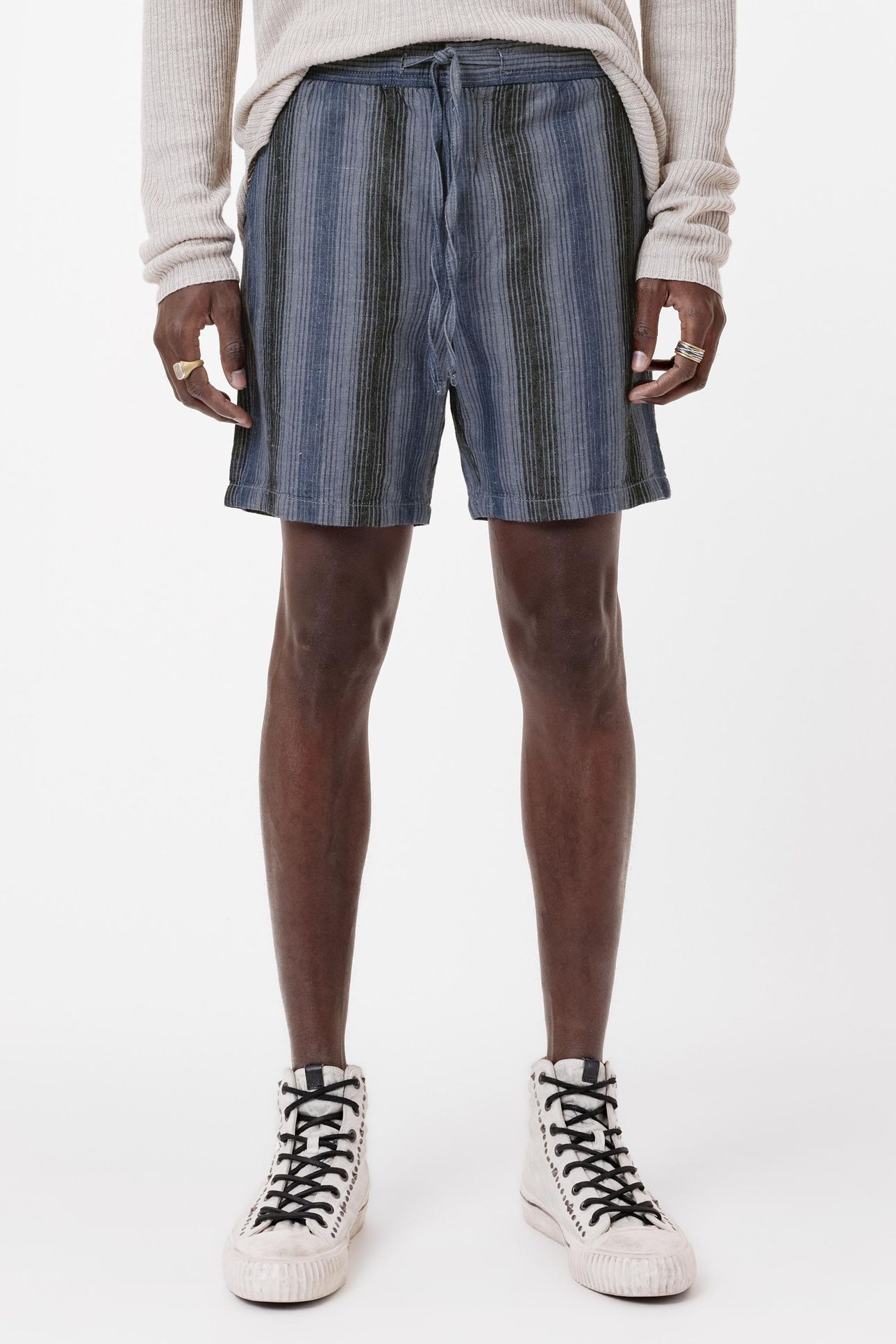 DAVID DRAW STRING SHORTS WITH BACK PATCH DEMIN HTHR 1