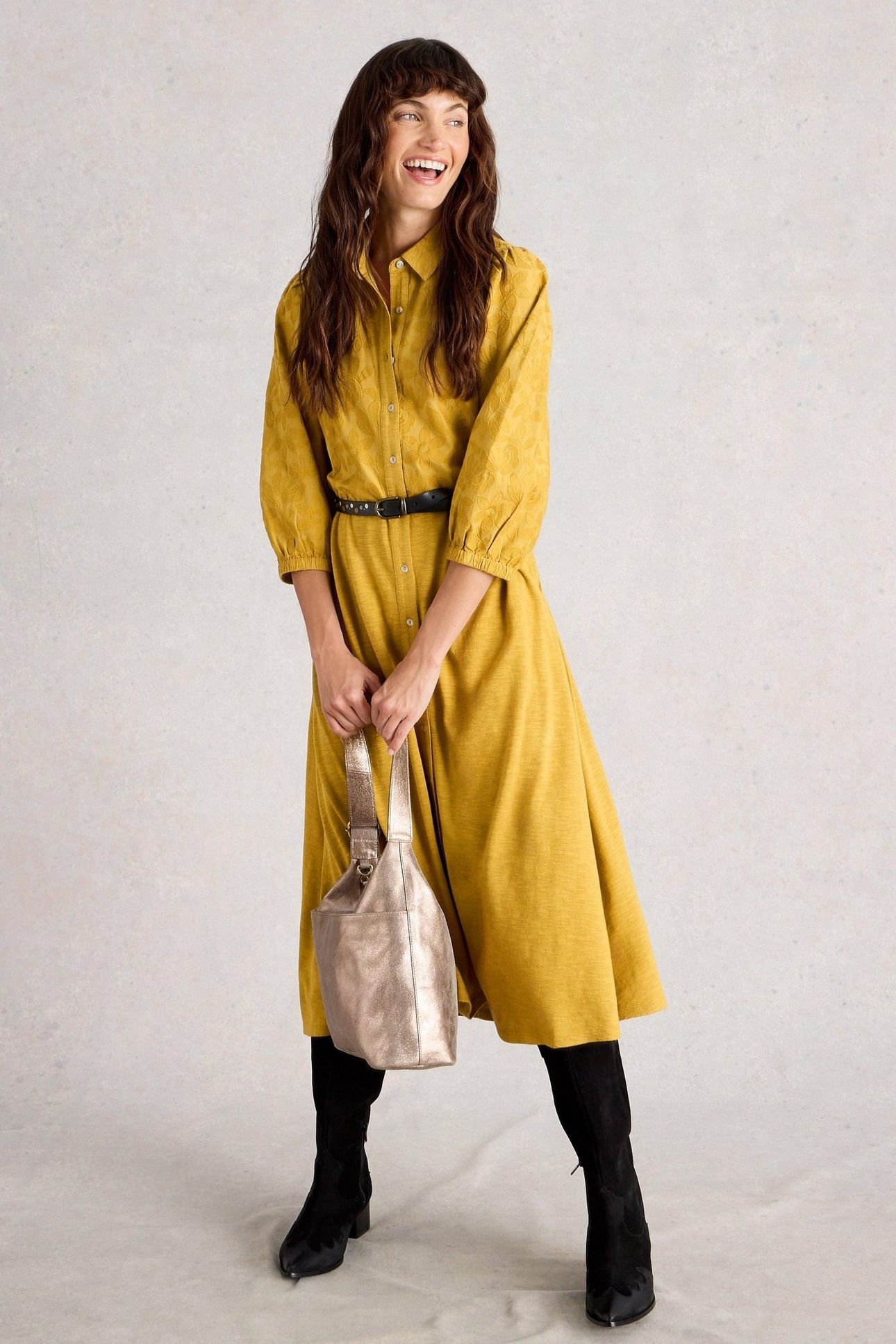 RUA EMBROIDERED JERSEY DRESS MID CHARTREUSE 1