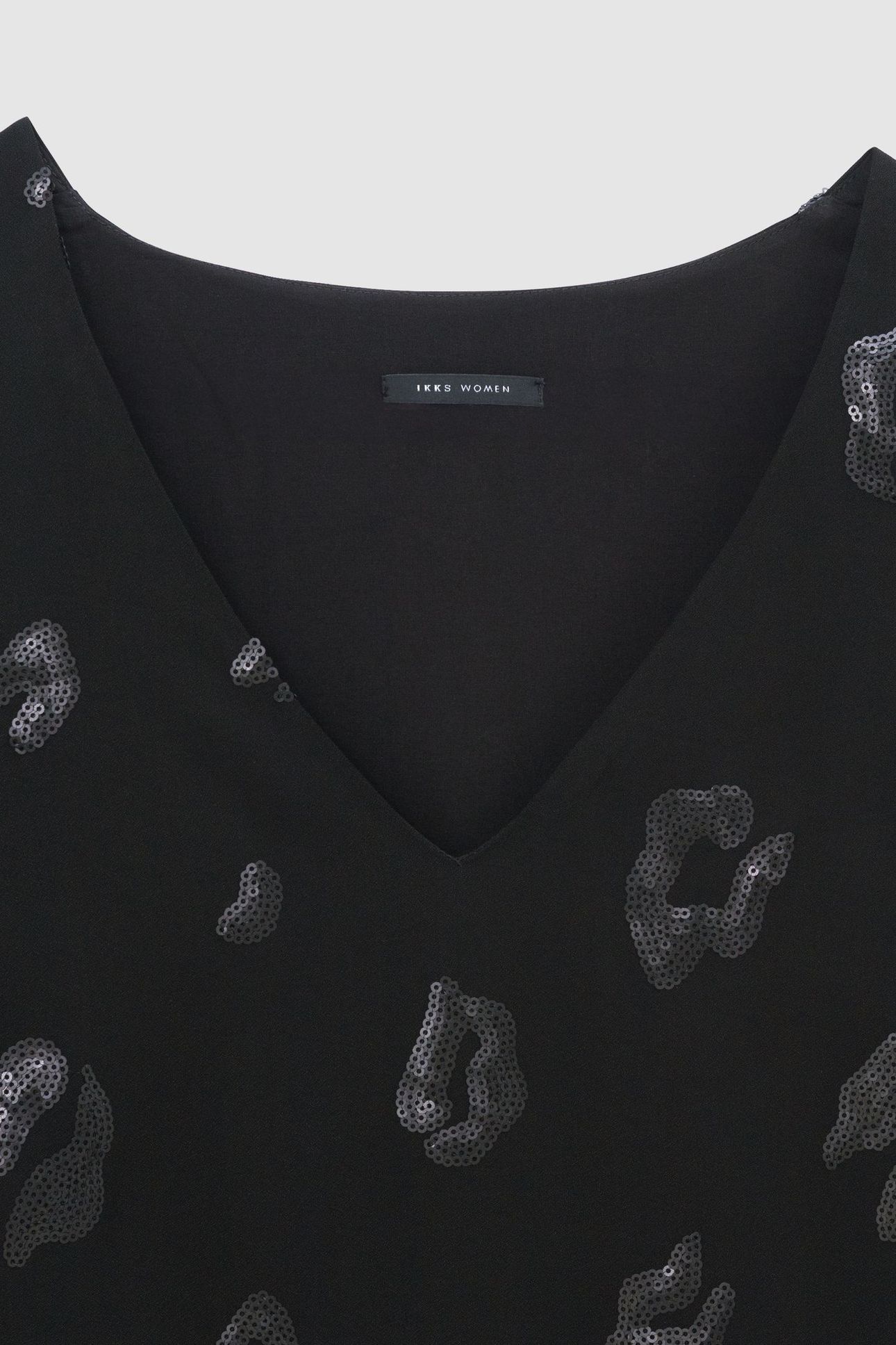 BLACK SEQUIN-EMBROIDERED LEOPARD PRINT DRESS 6