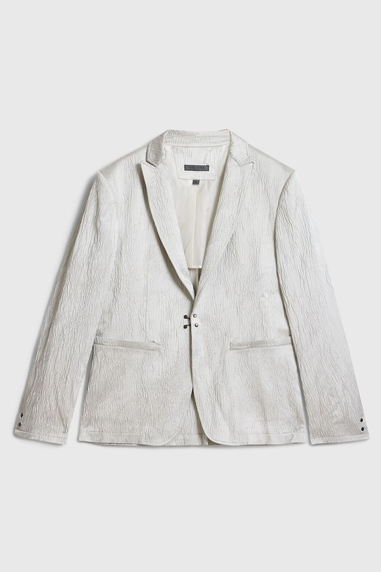 PEAK LAPEL ONE BUTTON JACKET WITH PIPING LIGHT GREY 2
