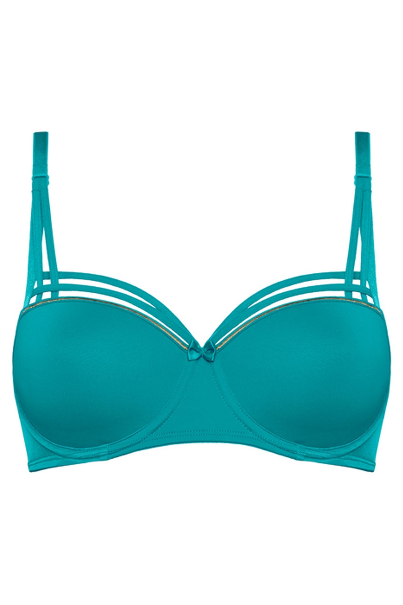 DAME DE PARIS LAKE BLUE AND GOLD BALCONY BRA 3