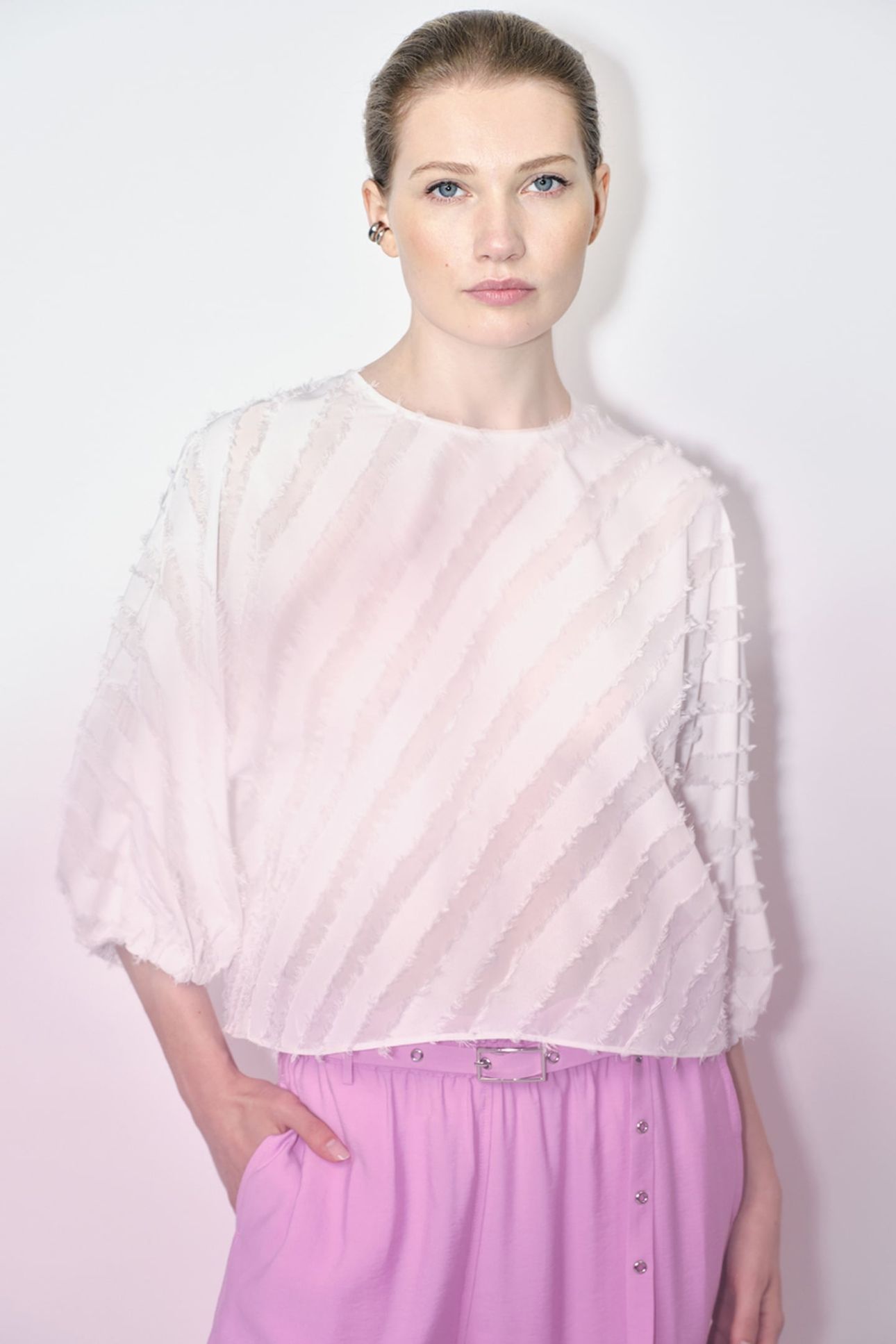 GIANA BALLOON SLEEVE TOP MILK WHITE 1
