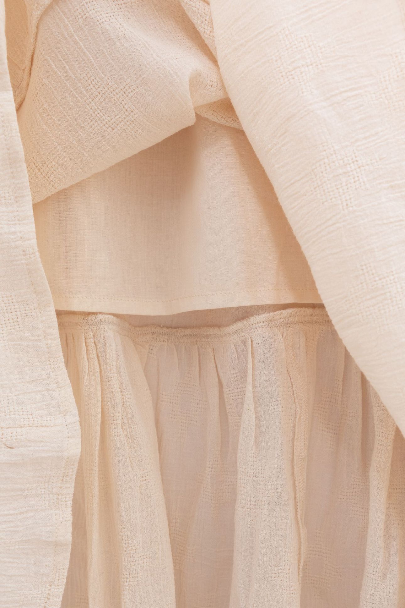 LONG ECRU DRESS WITH ELASTICATED NECKLINE 5