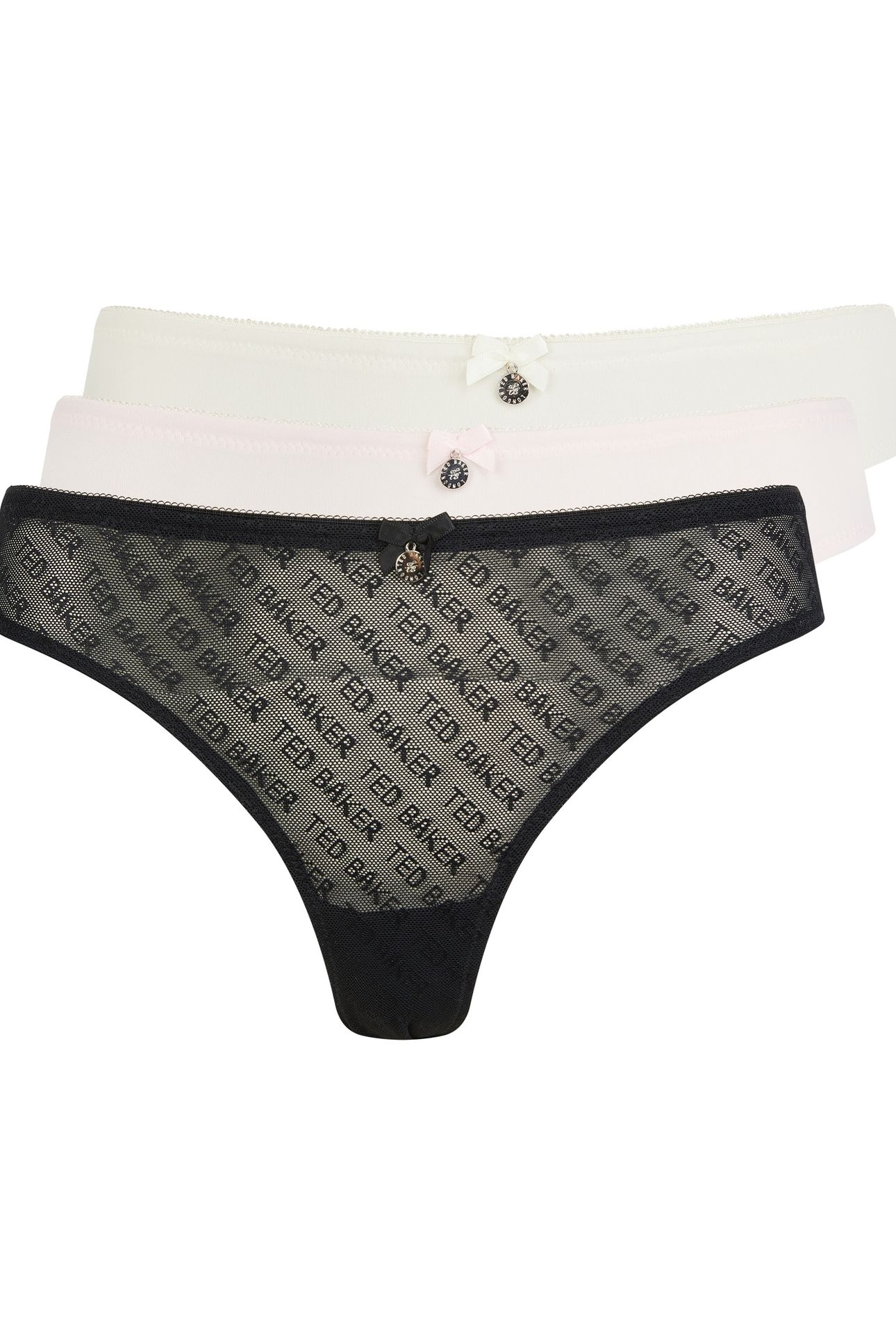 NELLY 3 PK LACE & MESH PRINT BRIEF JET BLACK/ICY PINK/ WHISP 1