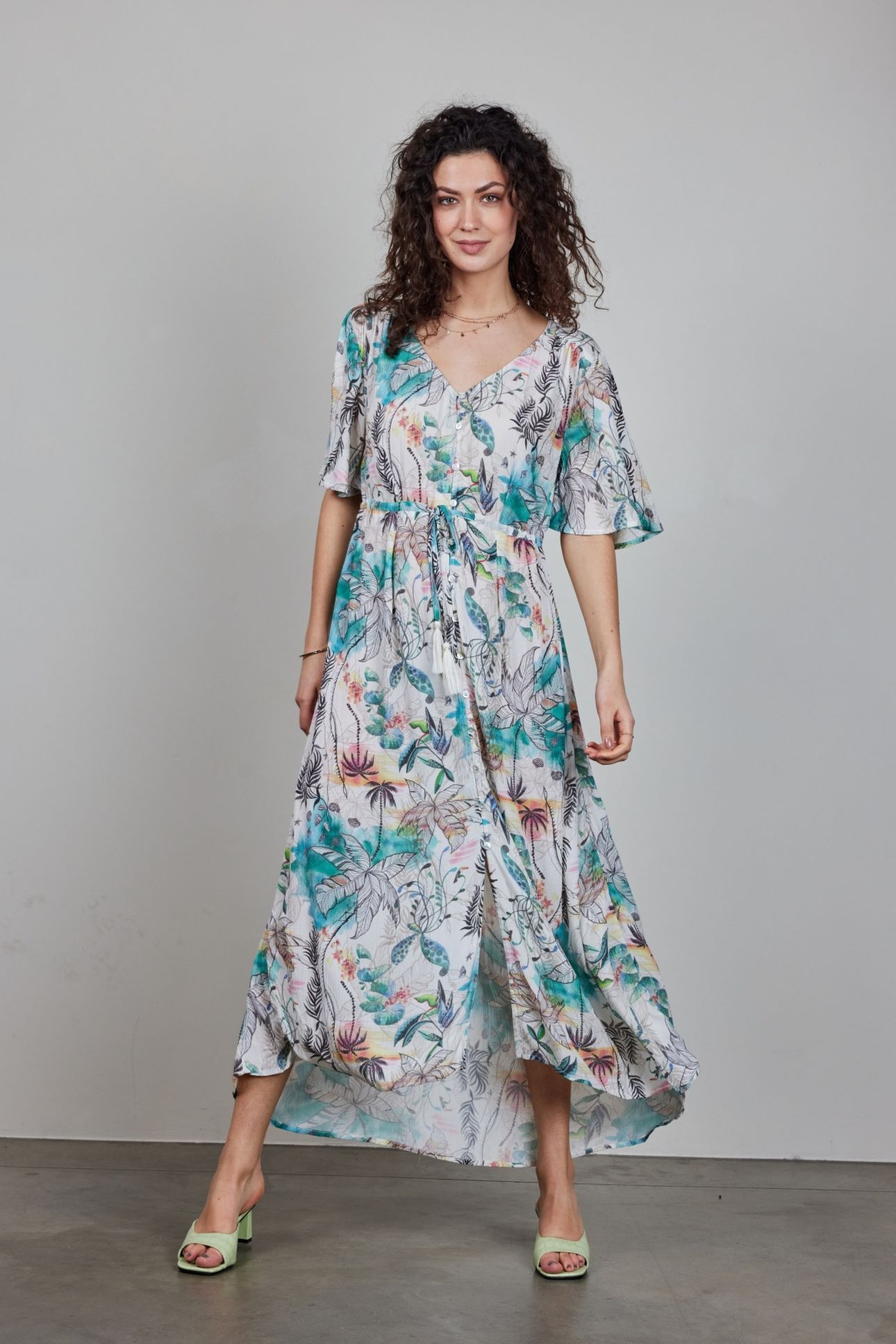 MAXI DRESS JAZZY IN OFFWHITE WITH PALM FESTIVAL PRINT 2