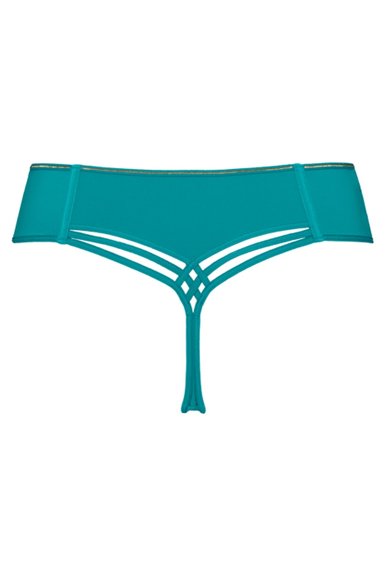 DAME DE PARIS LAKE BLUE AND GOLD THONG 3