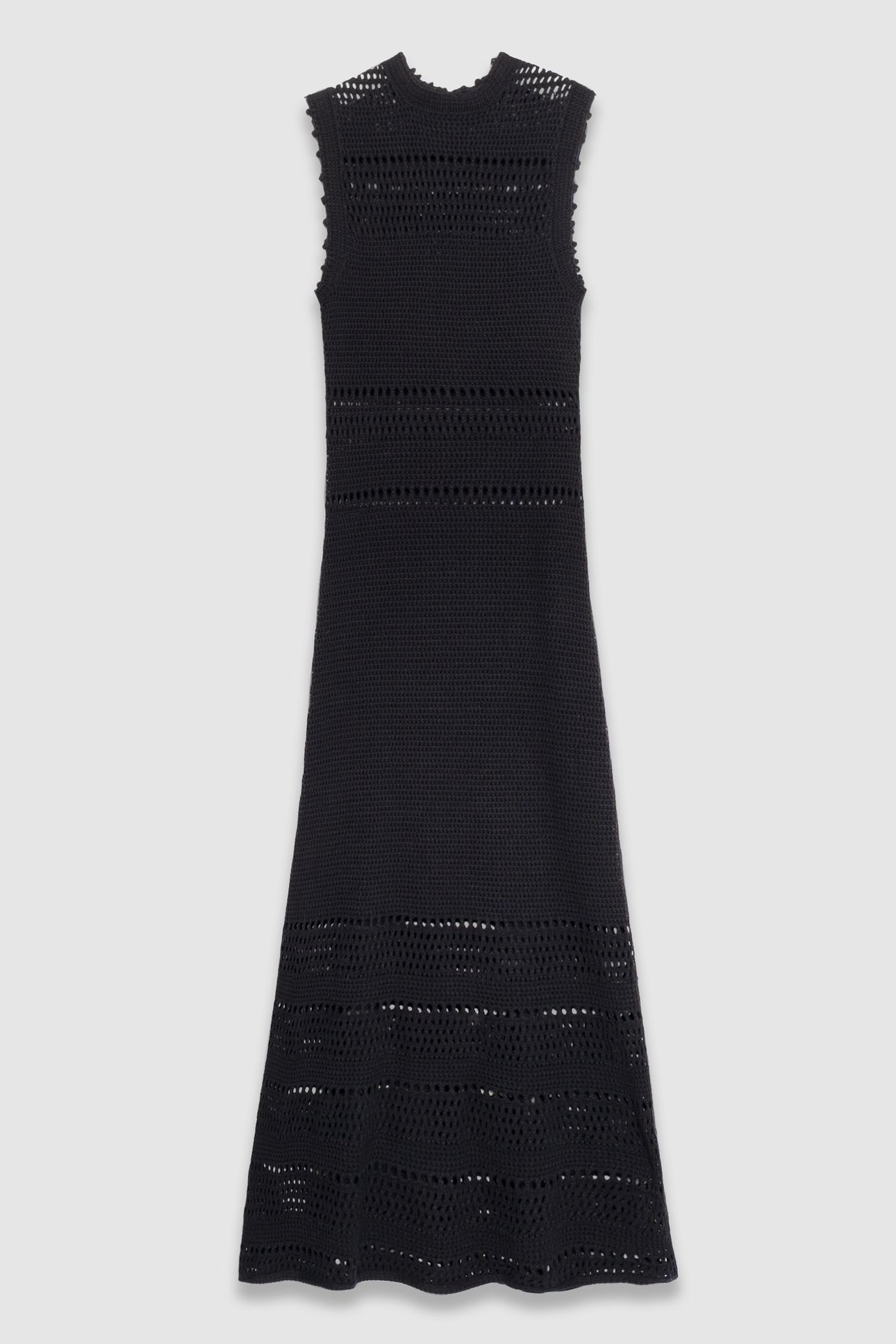 BLACK CROCHET-STYLE KNIT MIDI DRESS 5