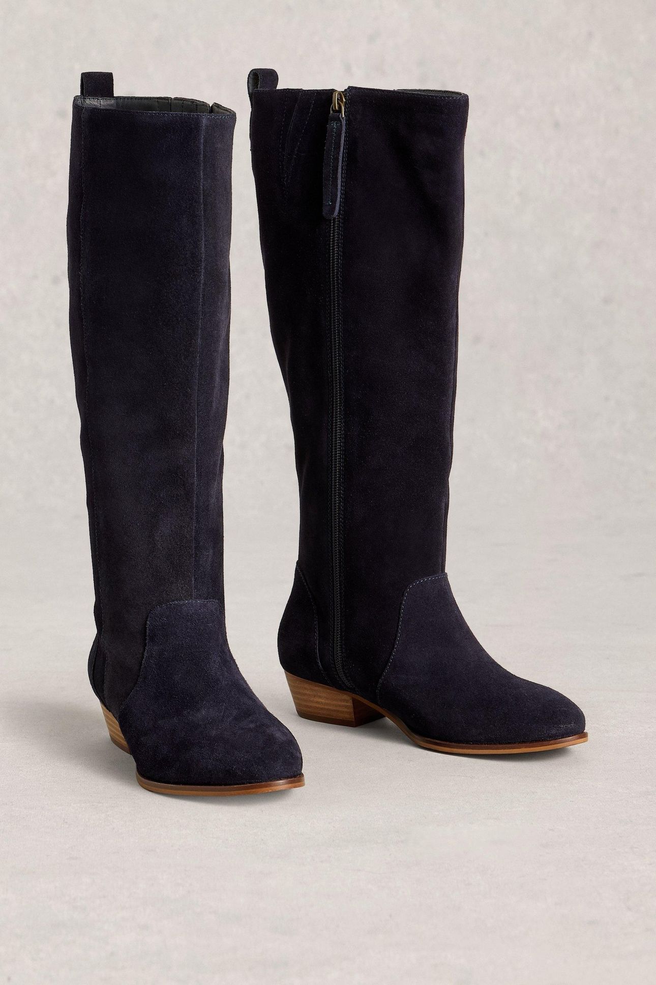 WIDE FIT SUEDE KNEE HIGH BOOT DARK NAVY 1