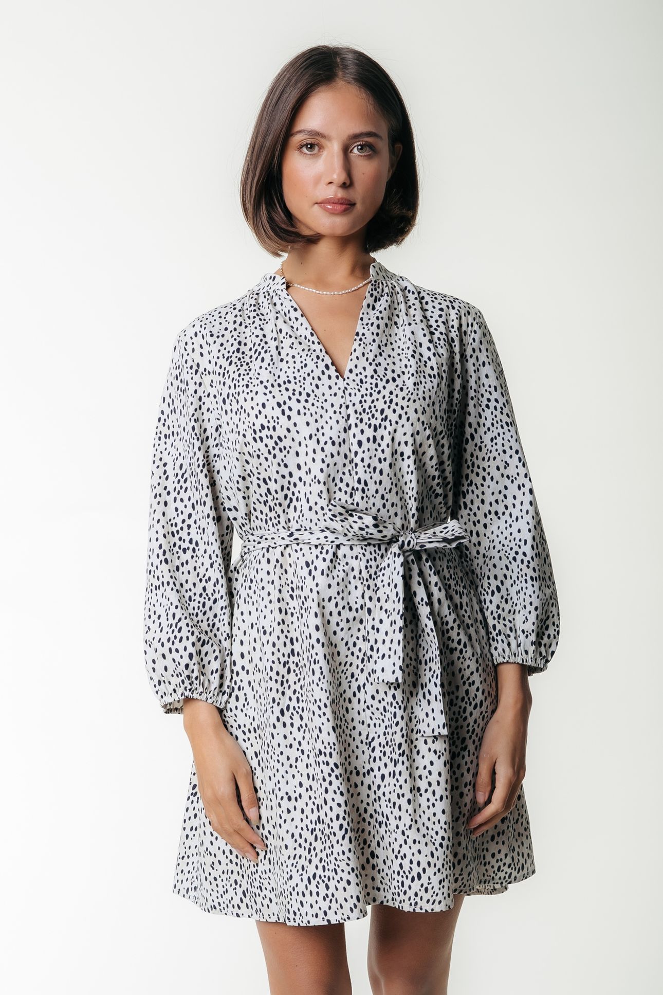 LIZE CHEETAH SHIRT MINI DRESS SS BEIGE 1