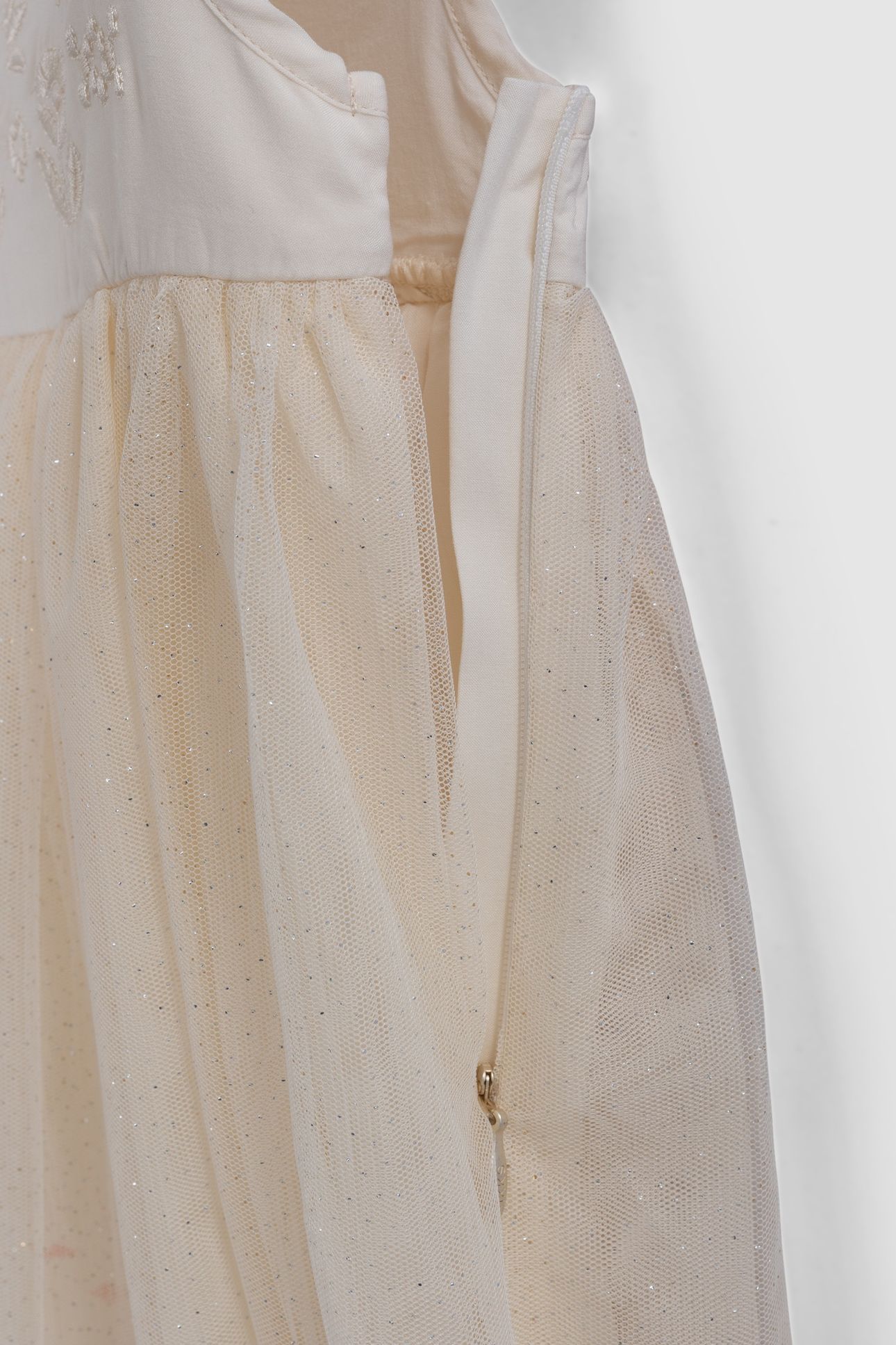 TWO-MATERIAL EMBROIDERED ECRU TUTU DRESS 5