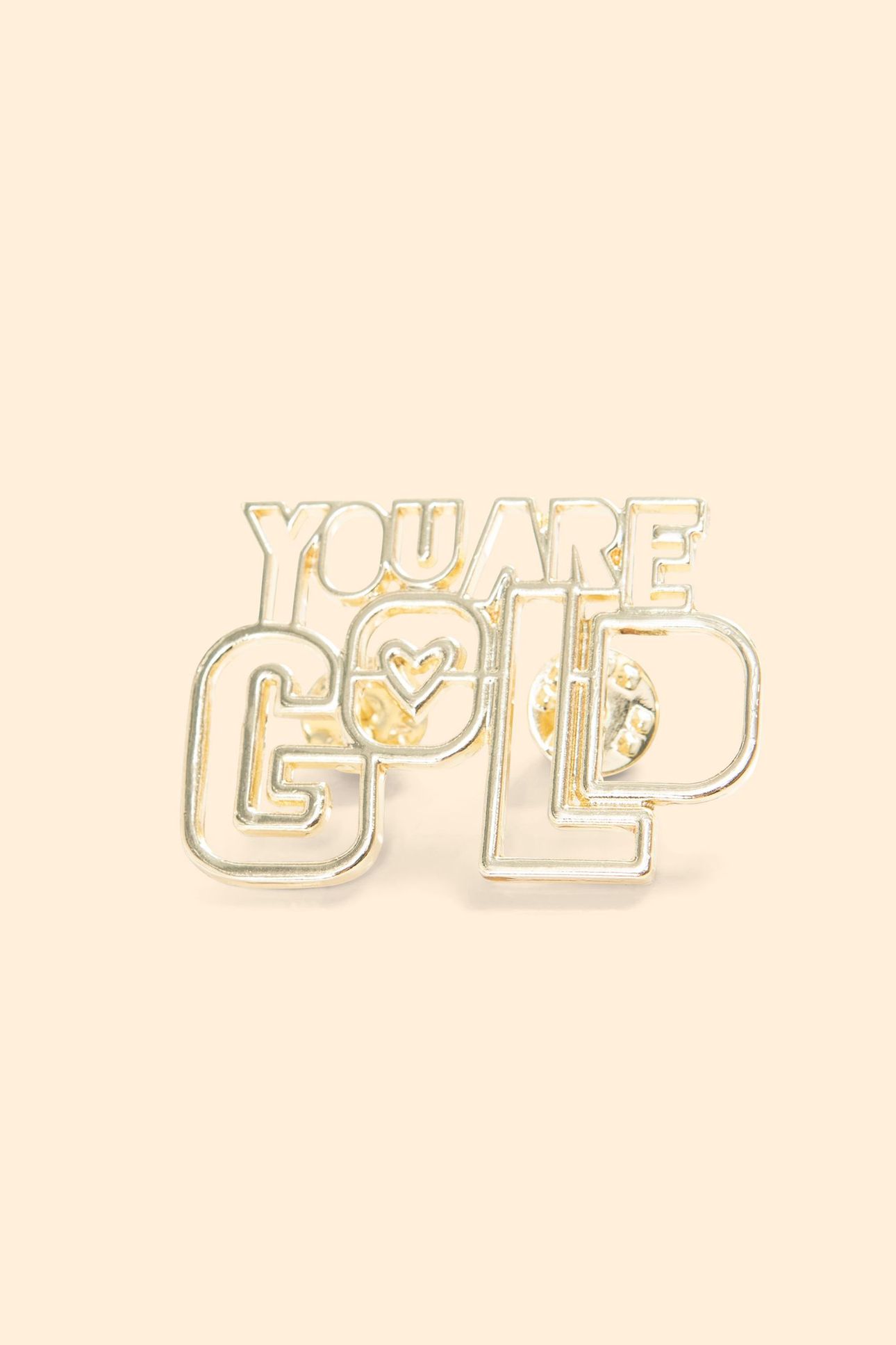 GOLD-PLATED METAL MESSAGE BROOCH GOLD 1