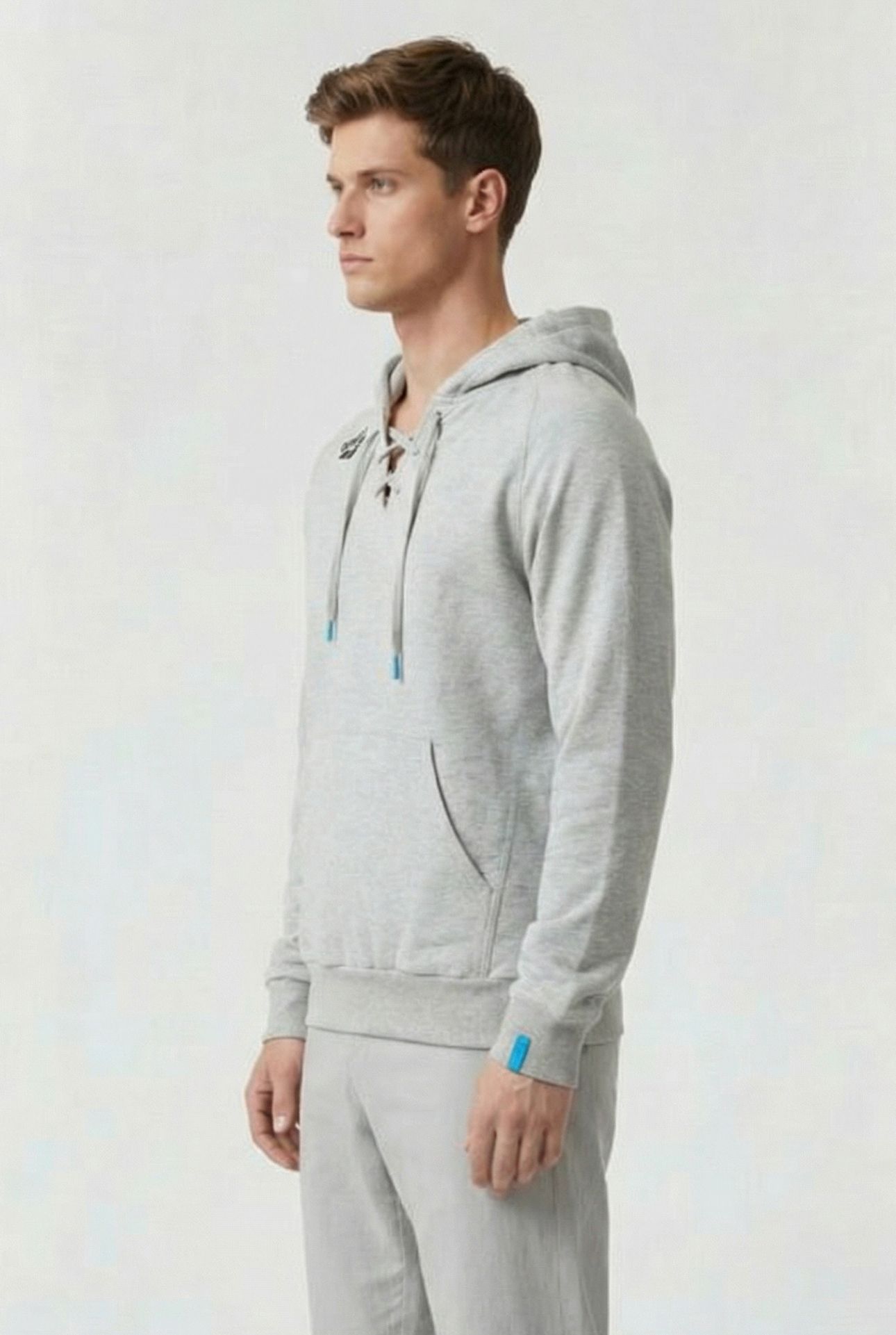 UNISEX TEAM HOODED SWEAT LACED MEDIUM GREY HEATHER-LACE 6