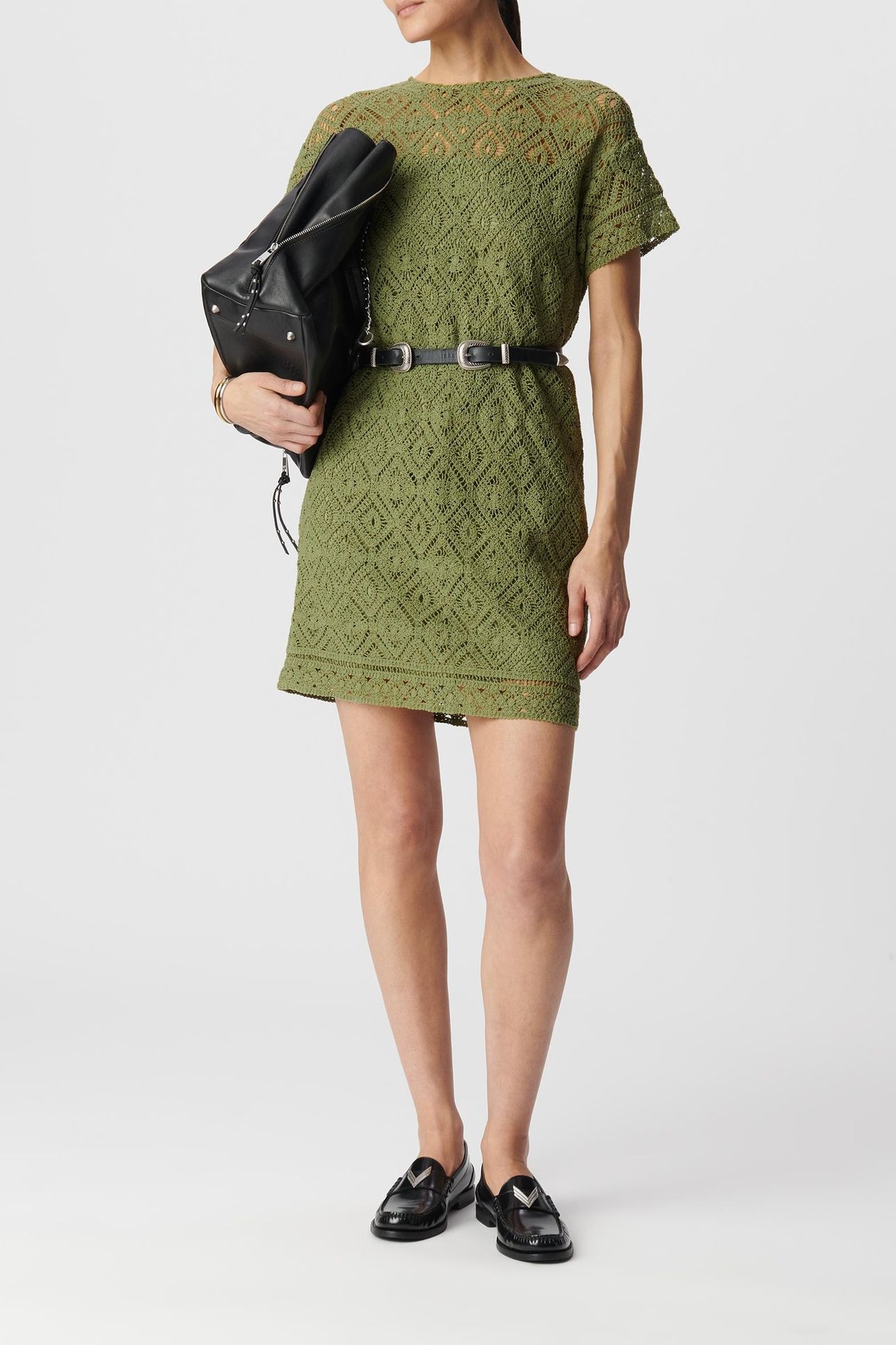 GREEN DRESS ORGANIC COTTON CROCHET LACE 3