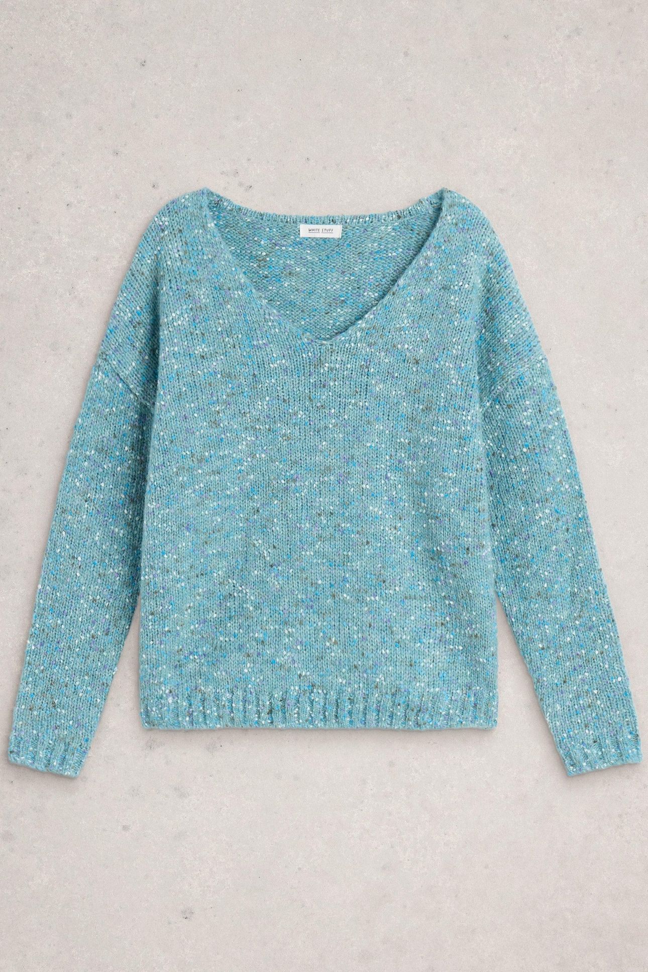TEXTURE V NECK MID BLUE 3