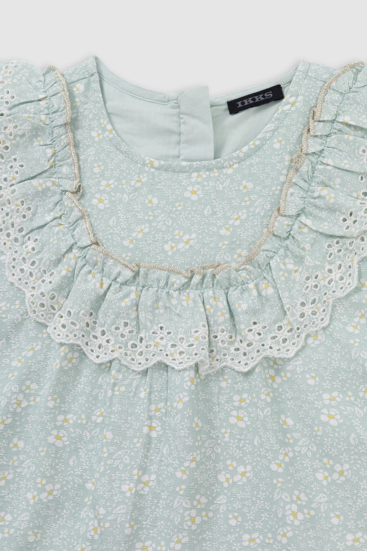 WATER GREEN FLORAL PRINT BLOUSE 3
