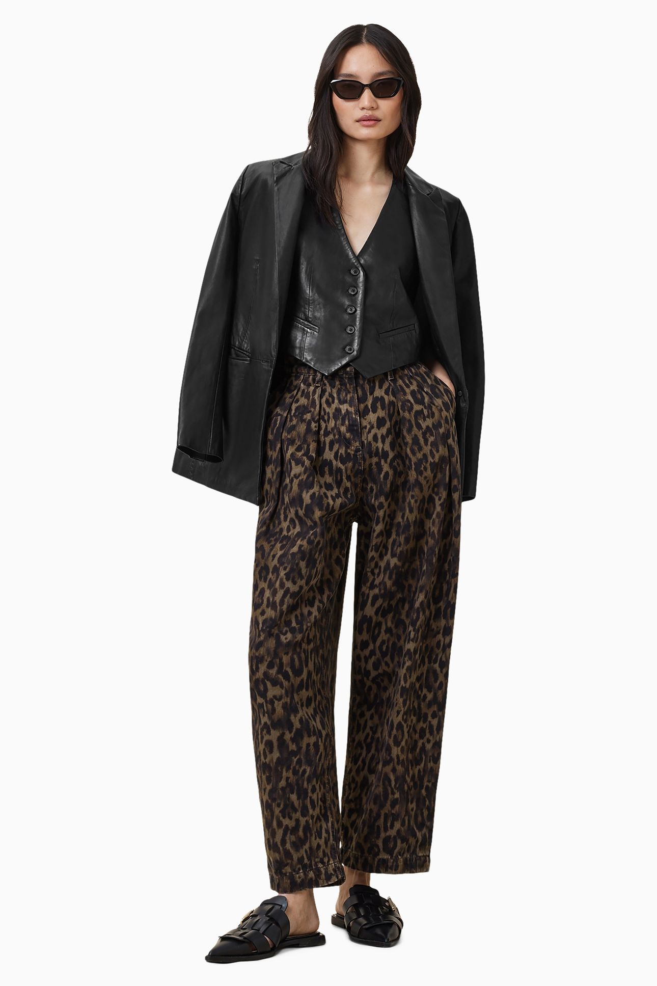 BECCA DENIM TROUSER LEOPARD BROWN 1