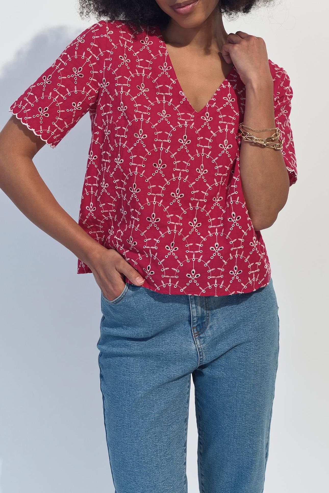 CRUZ - PINK NEO-EMBROIDERY TOP 1
