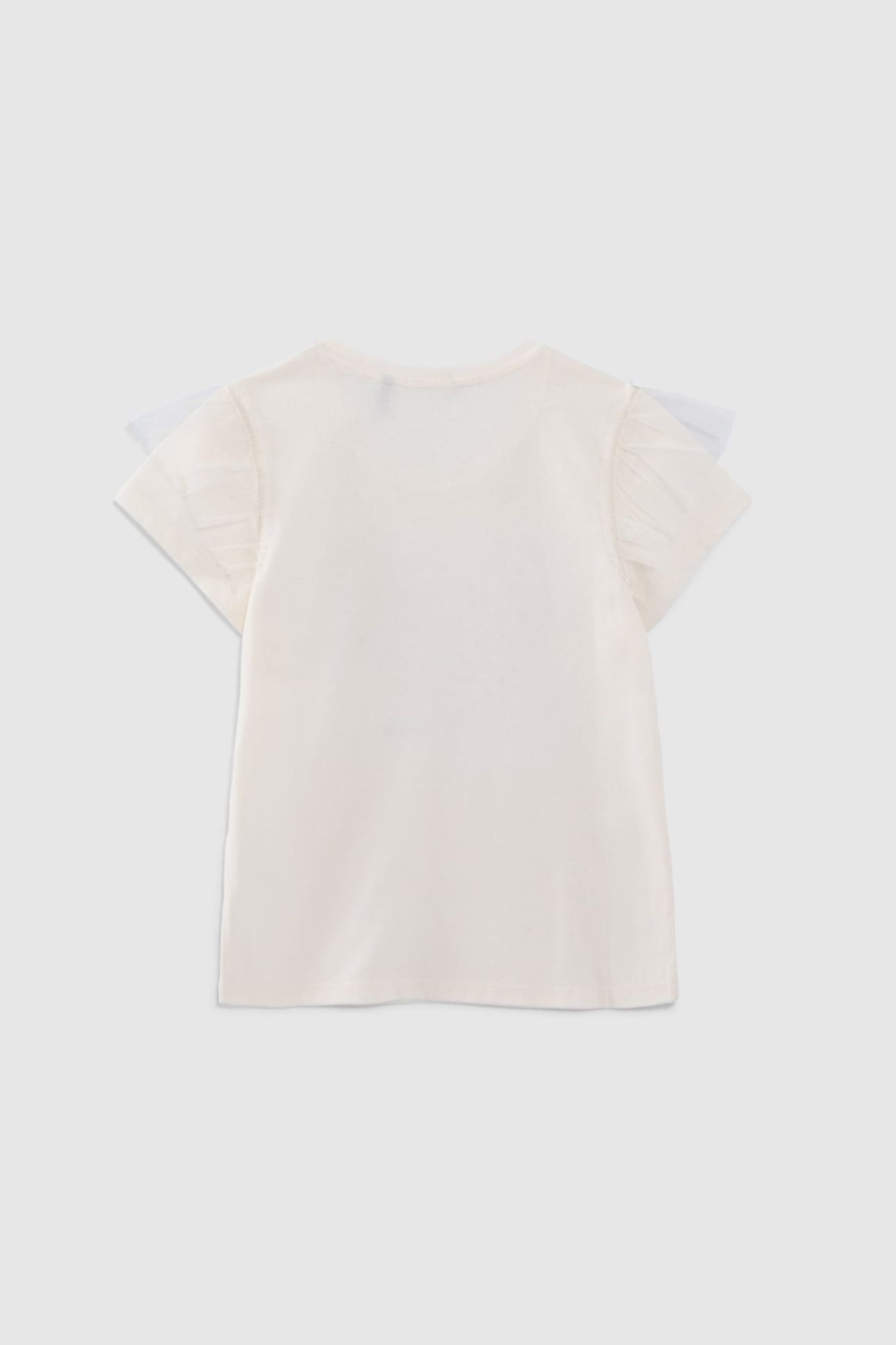 GIRLS’ ECRU T-SHIRT WITH HEART-SHAPED FLOWER DECOR 2