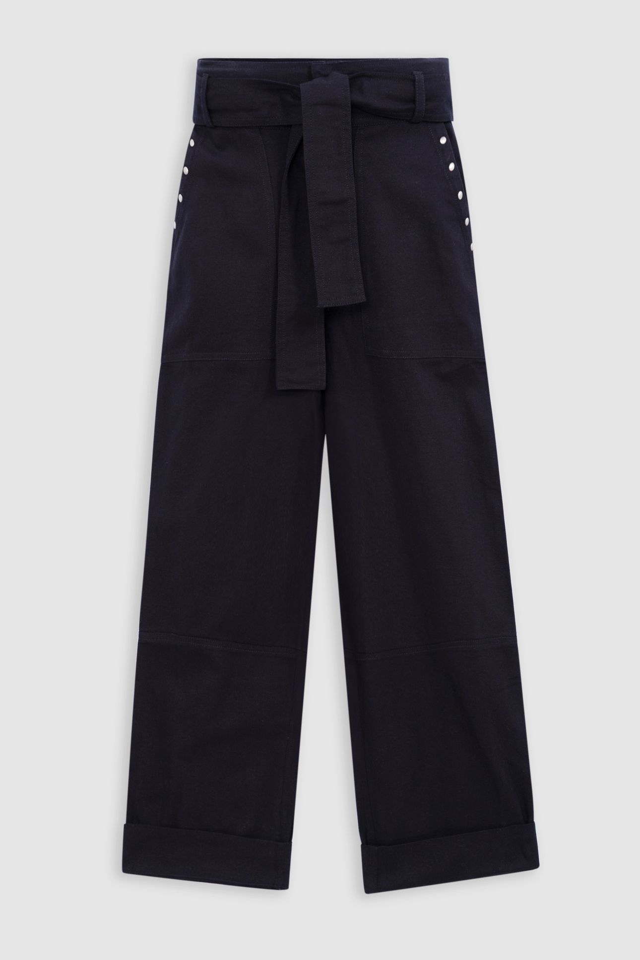 WIDE BLACK PAPERBAG JEANS WITH EVE STUD DECORATION 4