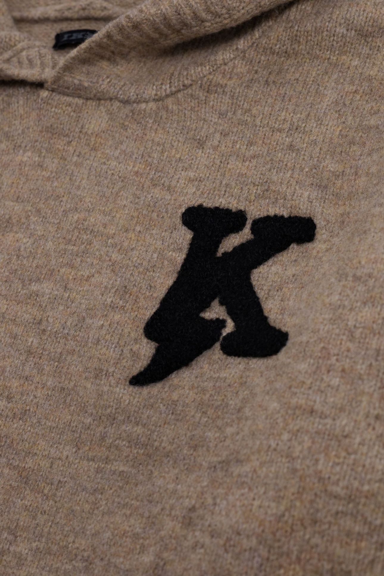 BOY'S CAMEL KNIT BADGE K EMBROIDERY BOUCLETTE SWEATER 4