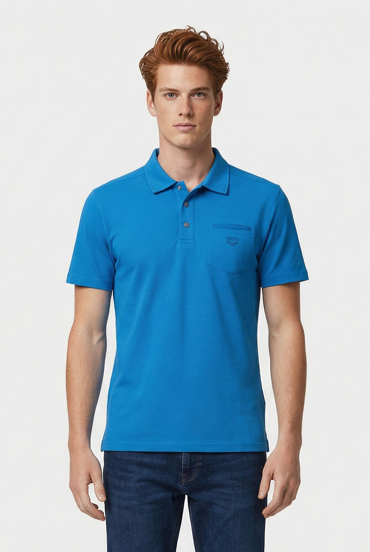 MEN'S POLOSHIRT POCKET SOLID BLUE LAKE 1