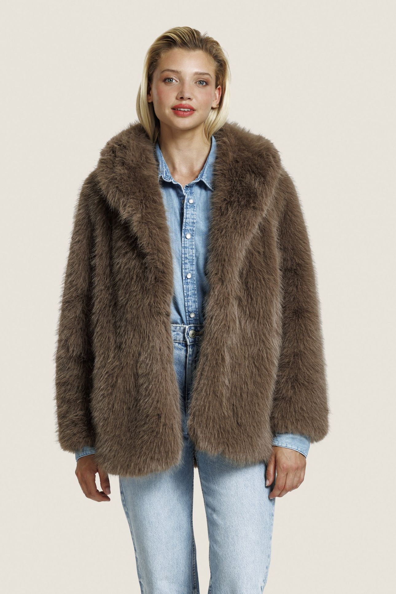 HARPER FUR JACKET DARK TAUPE 1
