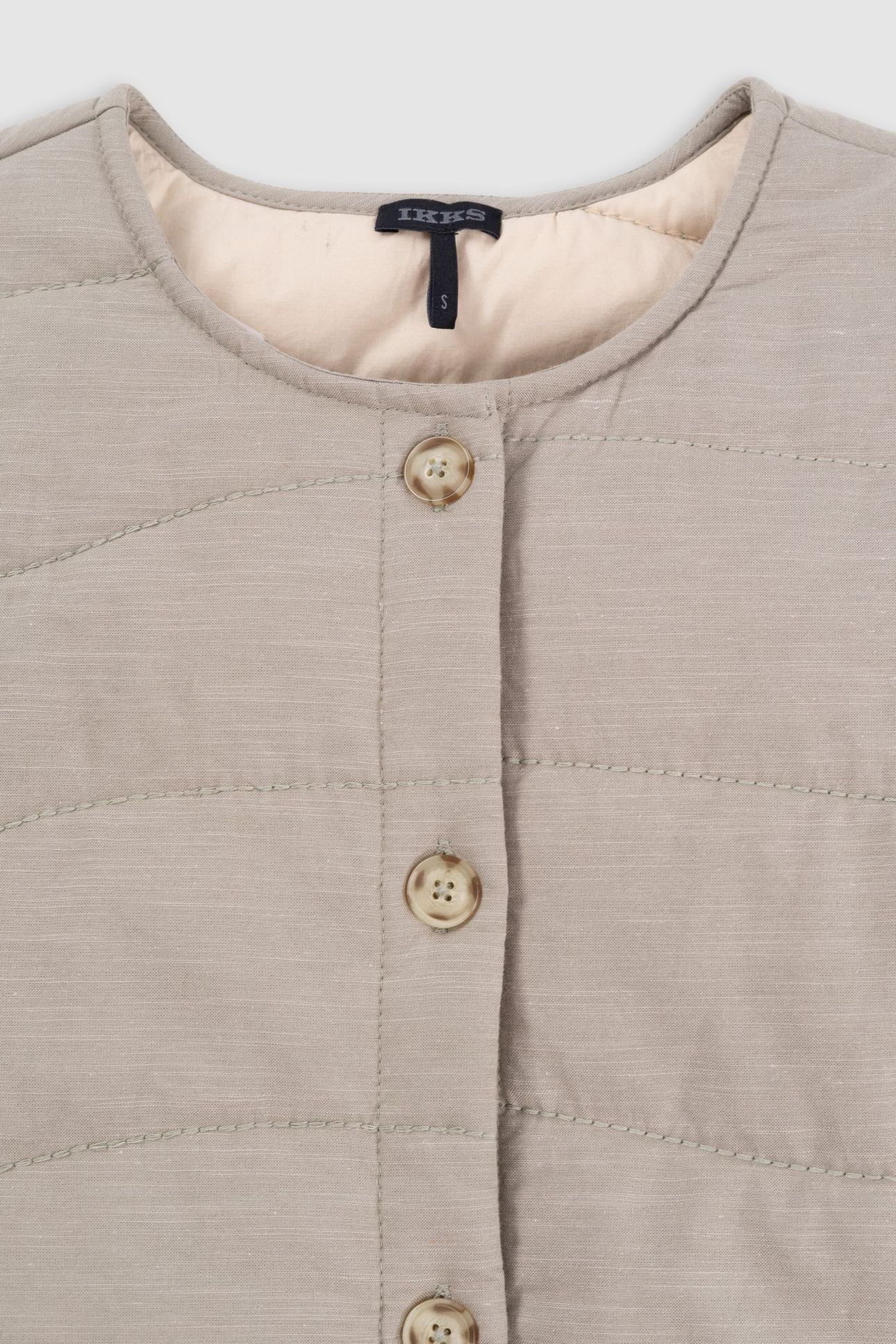 KHAKI QUILTED JACKET WITH MAXI BACK EMBROIDERY 4