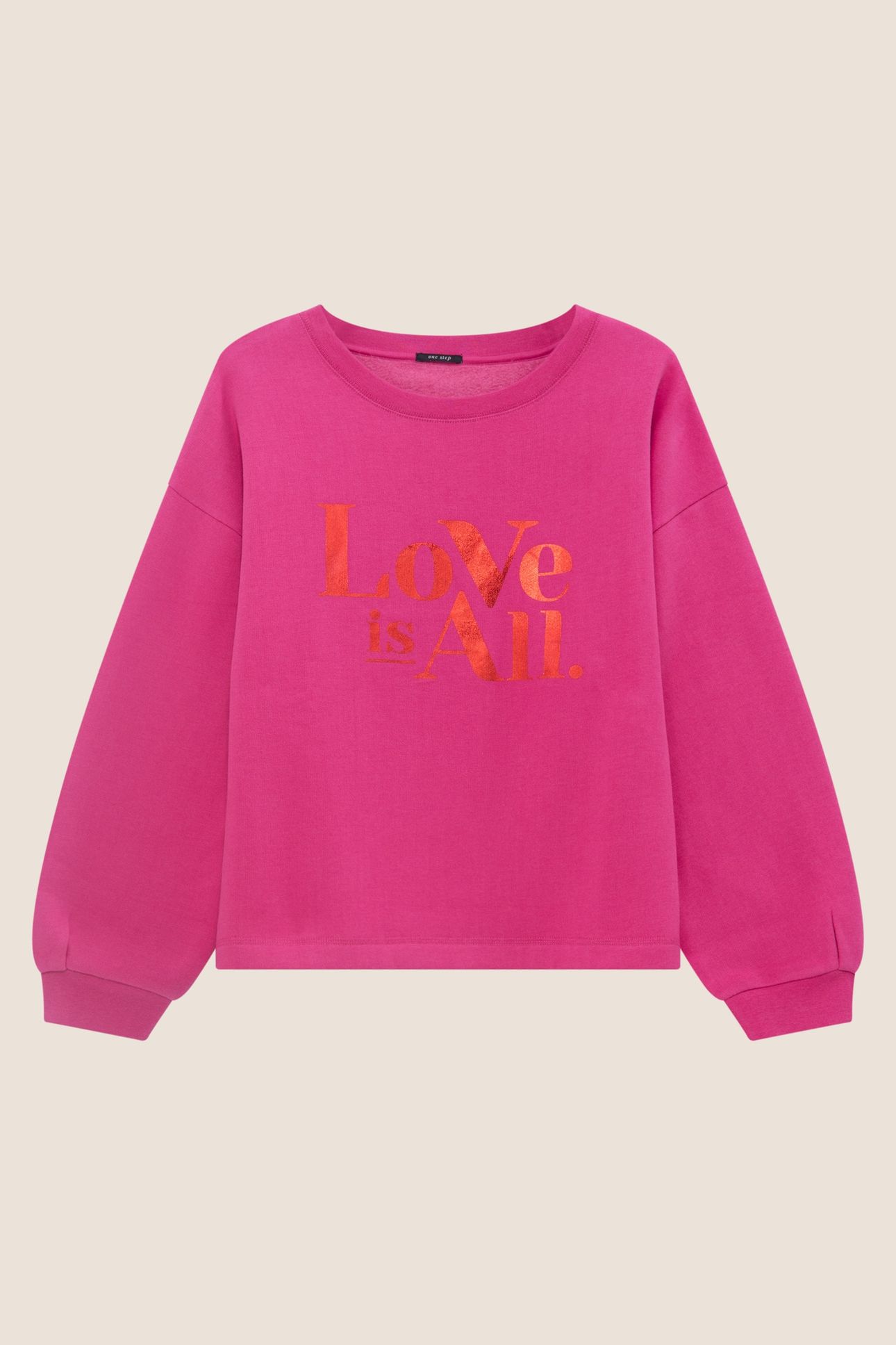 MERAKI - PINK METALLIC RED MESSAGE SWEATSHIRT 2